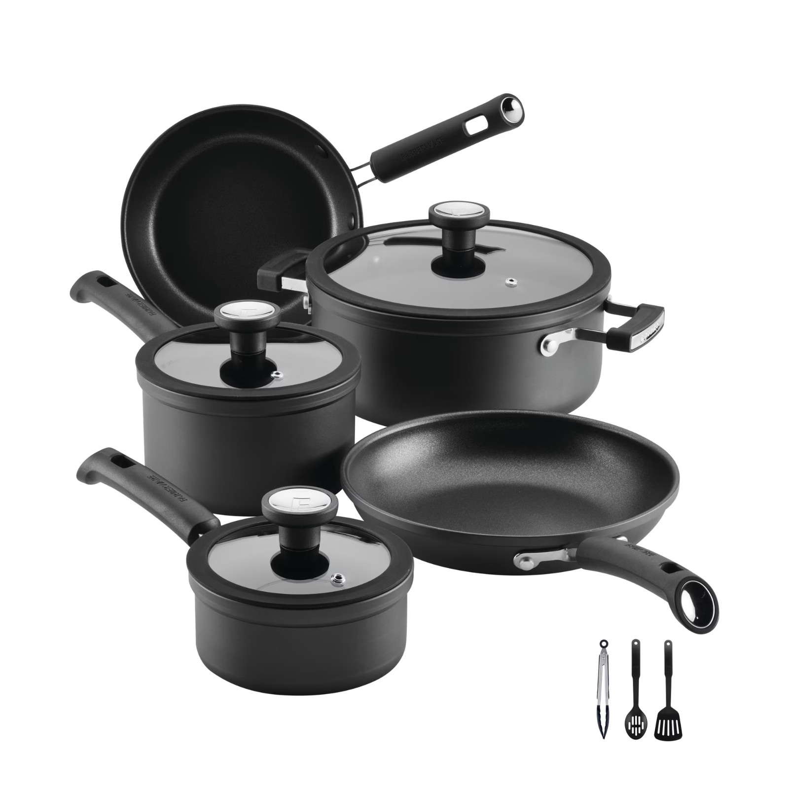 Farberware TrueCook 12pc Cookware Set, Dishwasher and Oven Safe, Black
