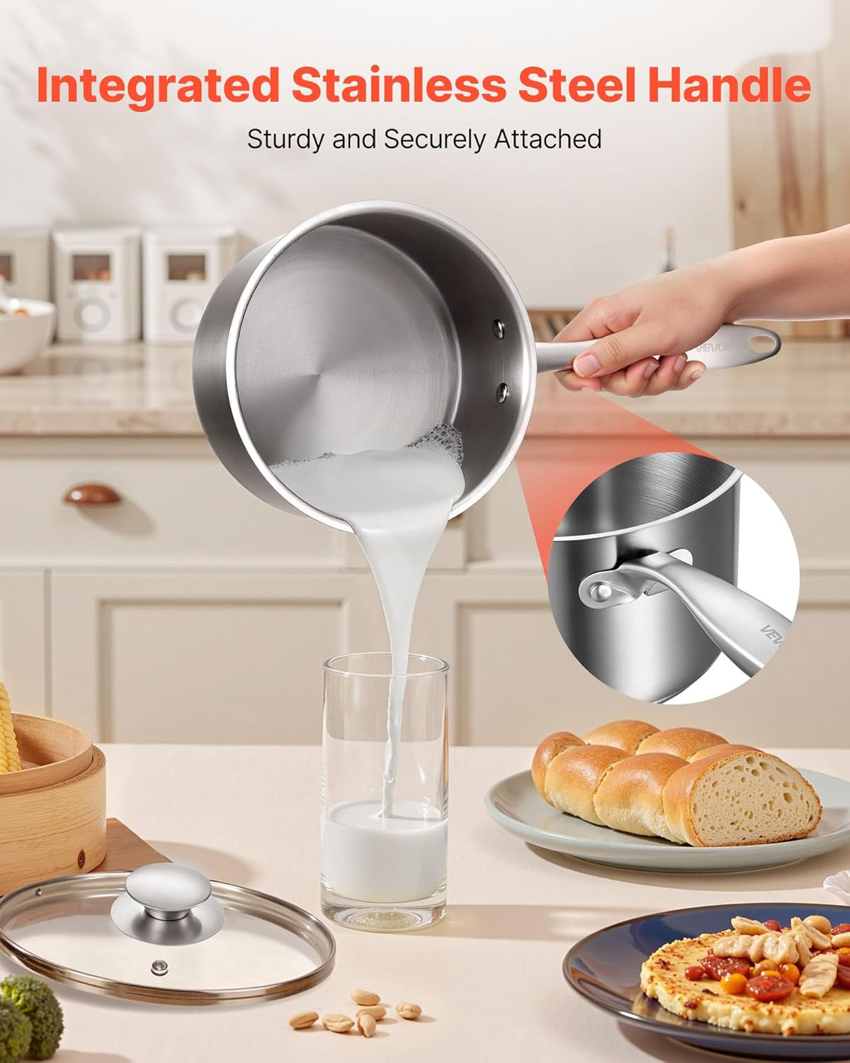 Stainless Steel Saucepan Set, 1 QT & 2 QT & 3 QT Saucepans with Glass Lids…