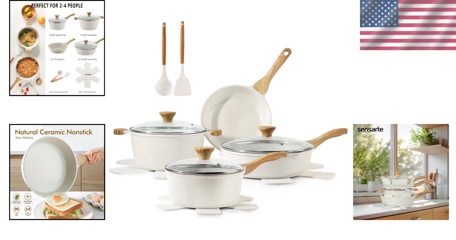 13-Piece Nonstick Cookware Set – PFAS Free with Recyclable Packaging