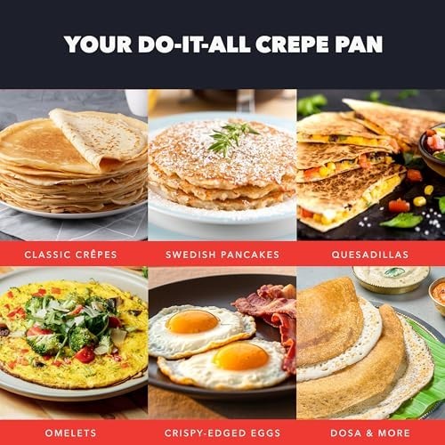 Carbon Steel Crepe Pan 11 Inch Pre-Seasoned PFAS-Free Induction Omelet Flat