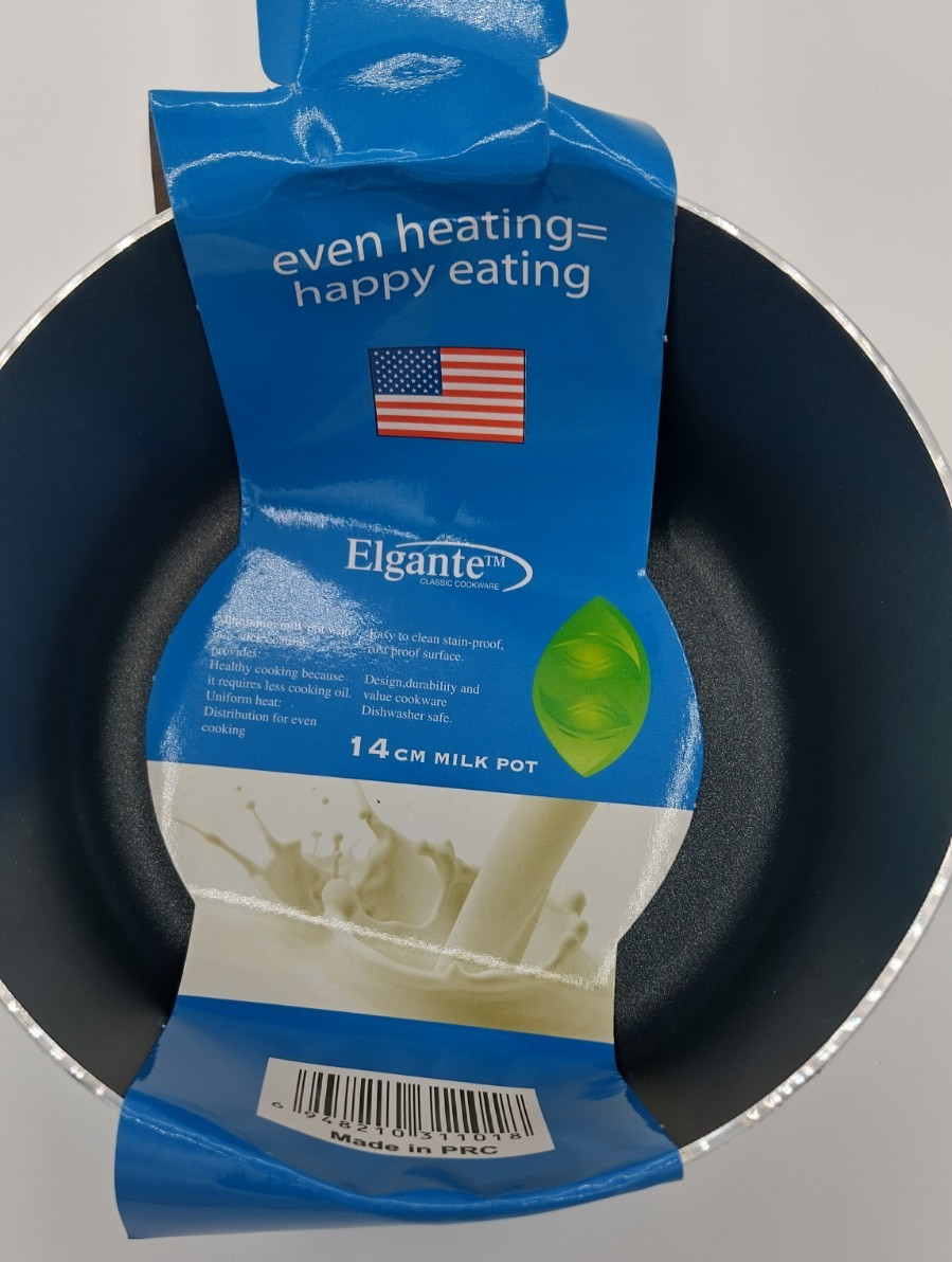 Elgante Classic 14cm 5.5″ Nonstick Milk Pan Small Saucepan Black No Lid