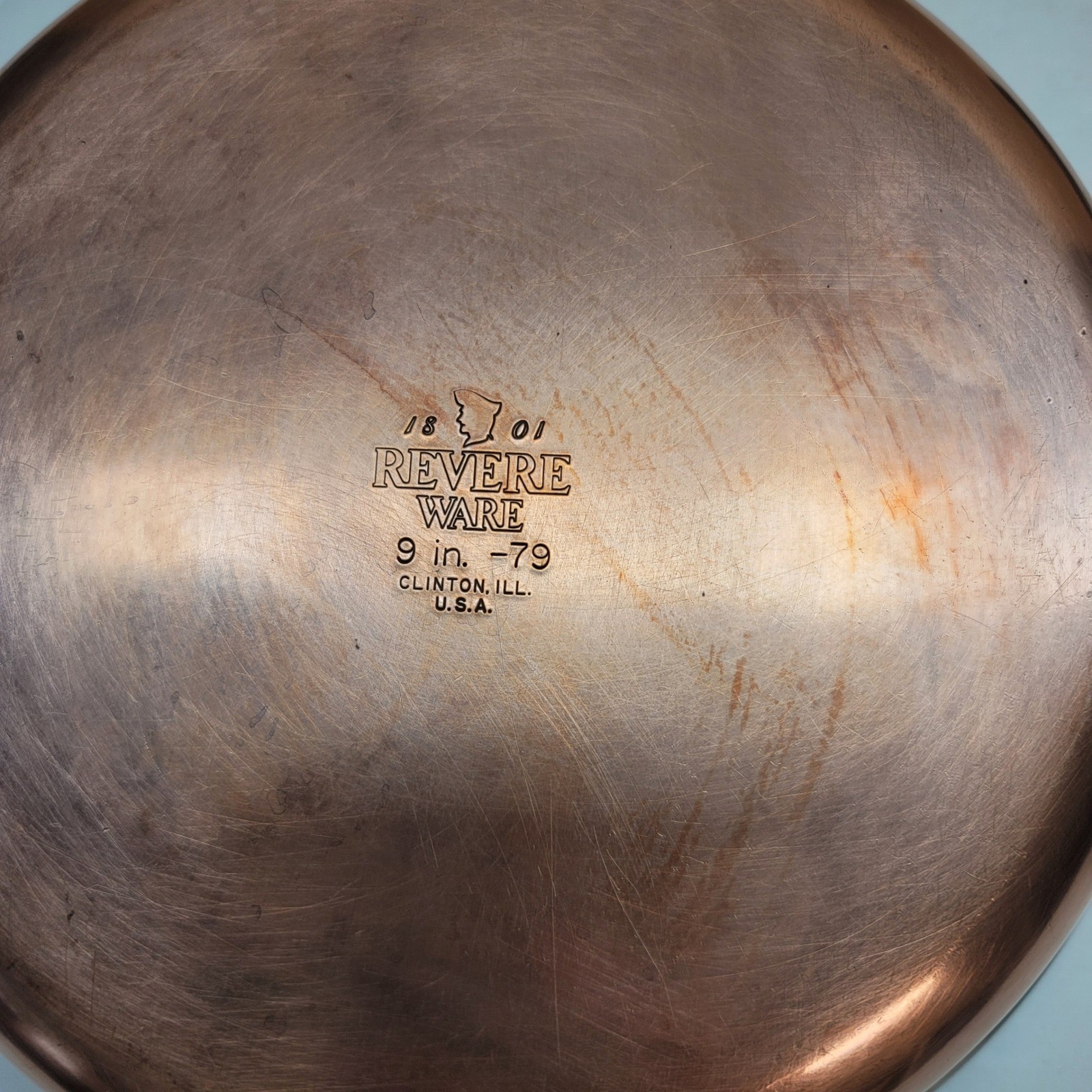 Vtg Revere Ware Copper Bottom/Stainless Skillet Set 7 & 9 inch Frying Pans USA