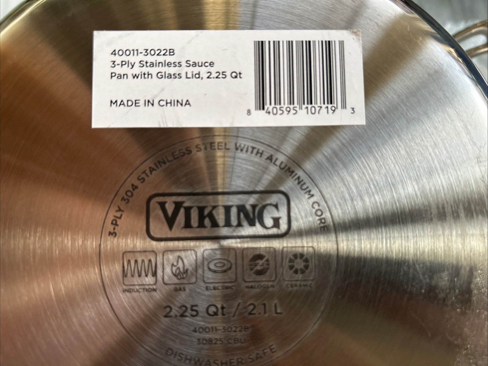 Viking 3 Ply Stainless Steel Sauce Pan Pot with Glass Lid 2.25 Qt