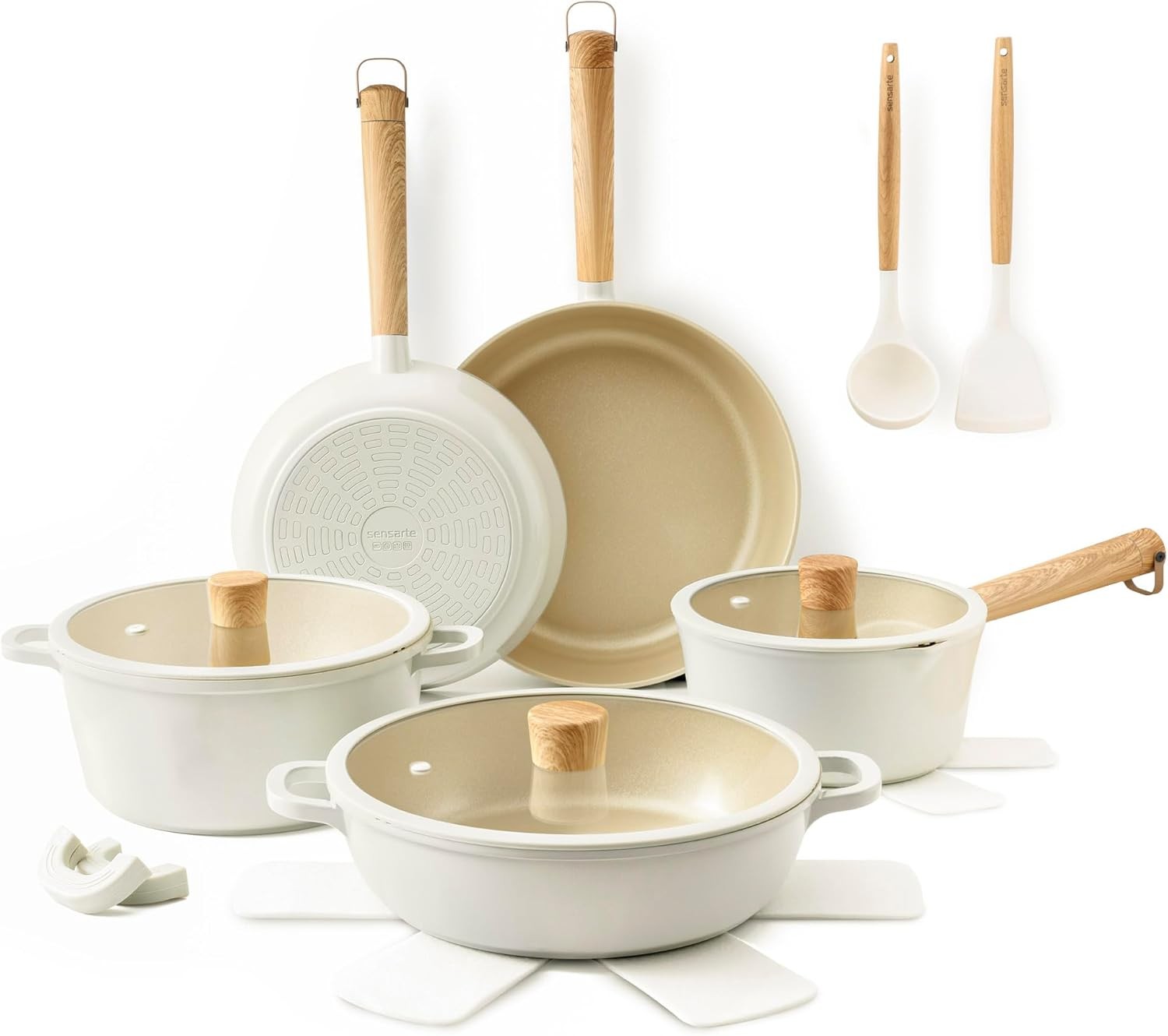 17Pcs Ceramic Nonstick Cookware Set Non-toxic Healthy Pots and Pans Set Ceramic