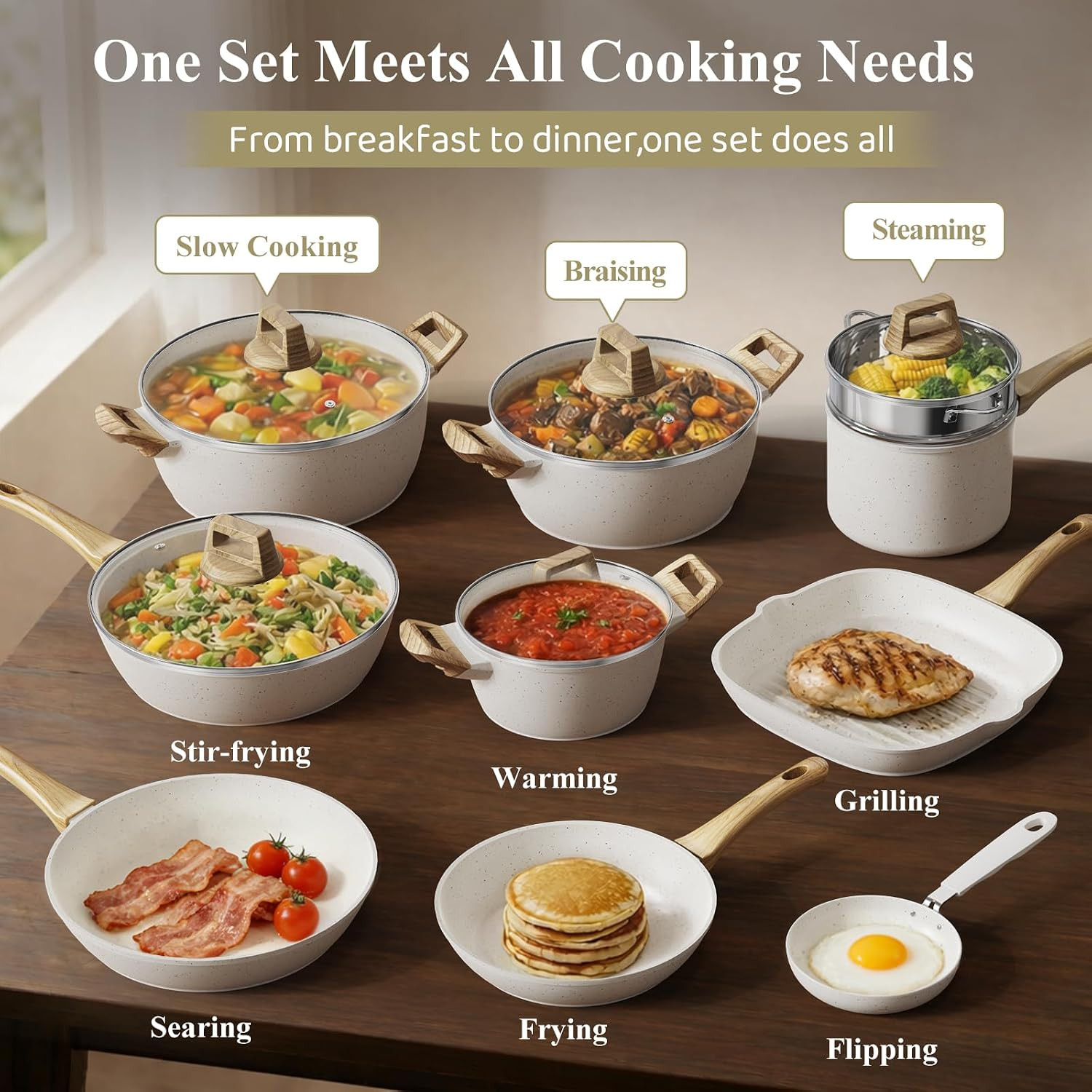 25-Piece Non-Stick Titanium Ceramic Cookware Set, Induction Ready