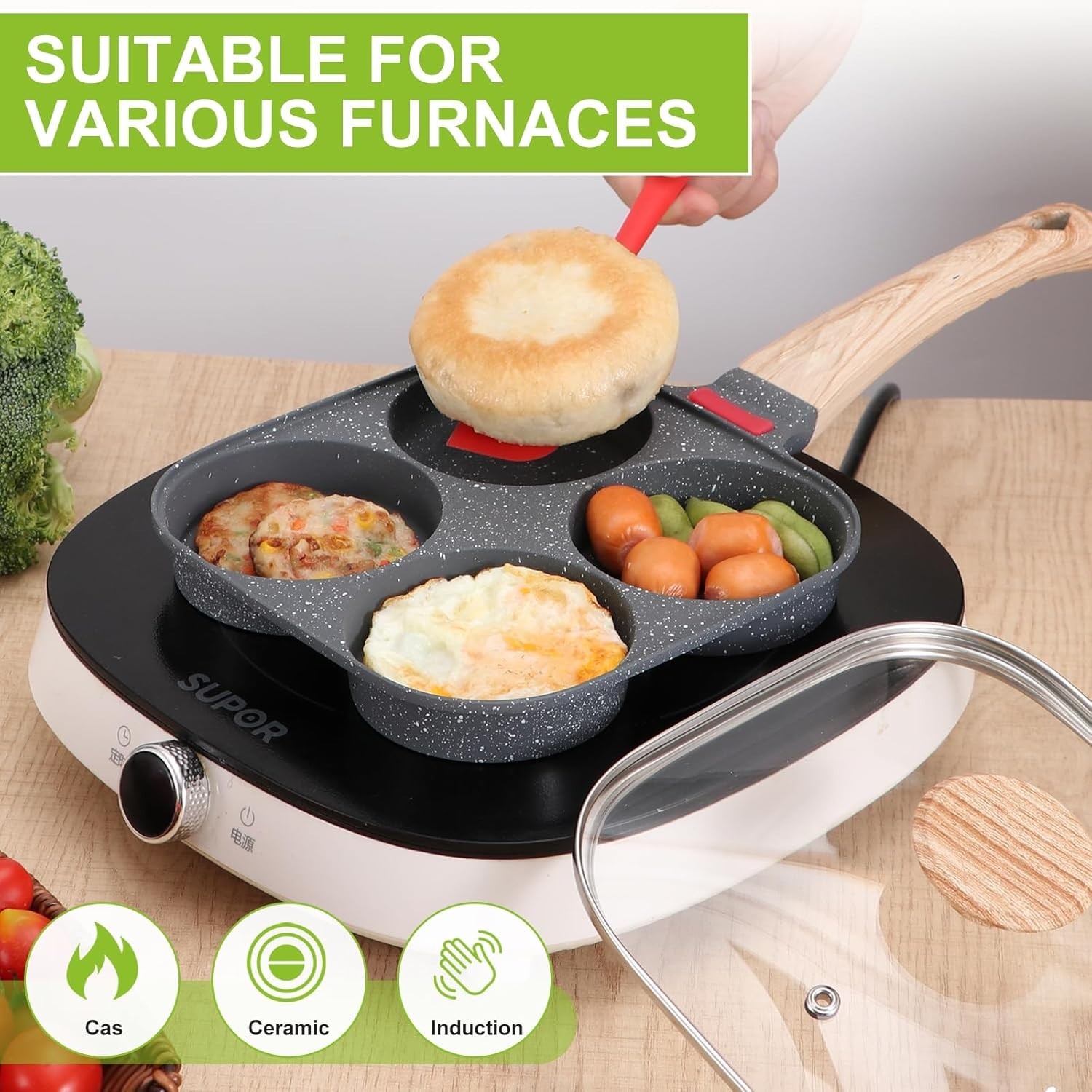Egg Pan, Egg Pans Nonstick, Omelette Pan with Lid , Healthy Egg Frying Pan f…