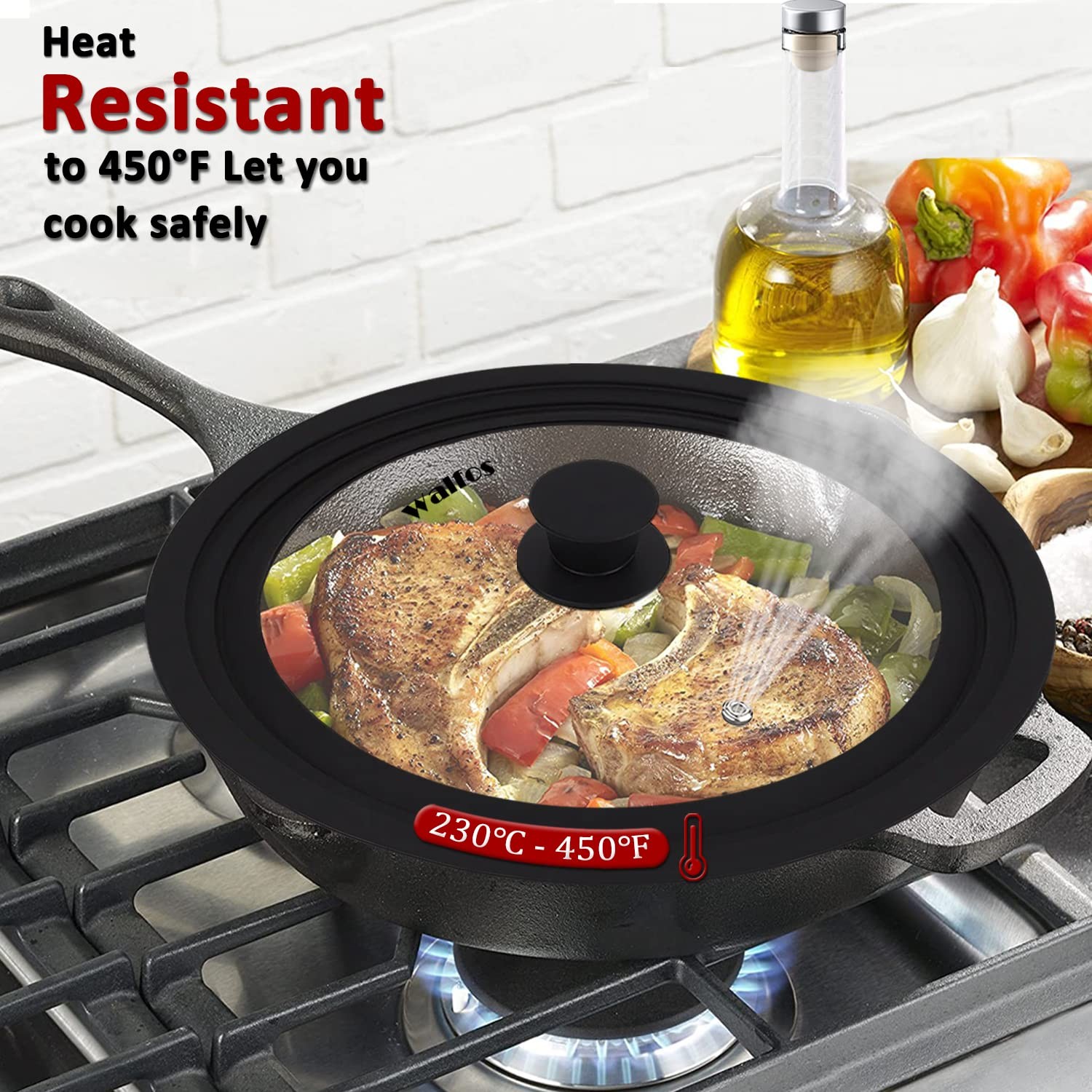Universal Lid for Pots, Pans and Skillets – Tempered Glass with Heat Resistan…