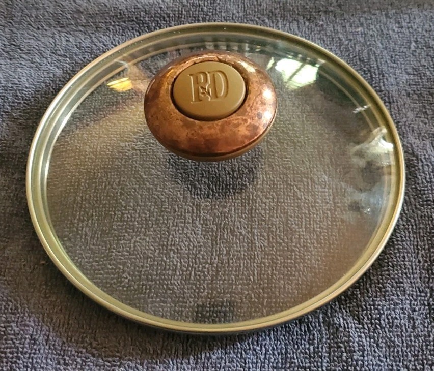 Paula Deen 6 5/8″ Glass Lid w/ Red Copper Knob ☆ 6 1/8″ inside diameter