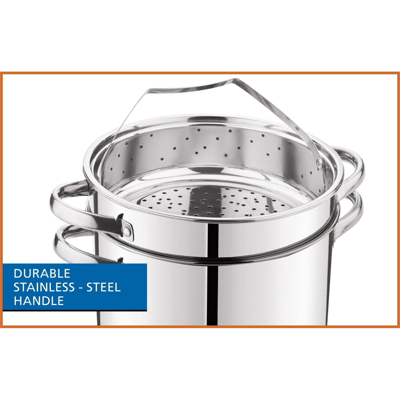 Multi-Cooker Set with Lid, 8 Qt Pasta Steam Pot, Stainless Steel, Steamer Basket