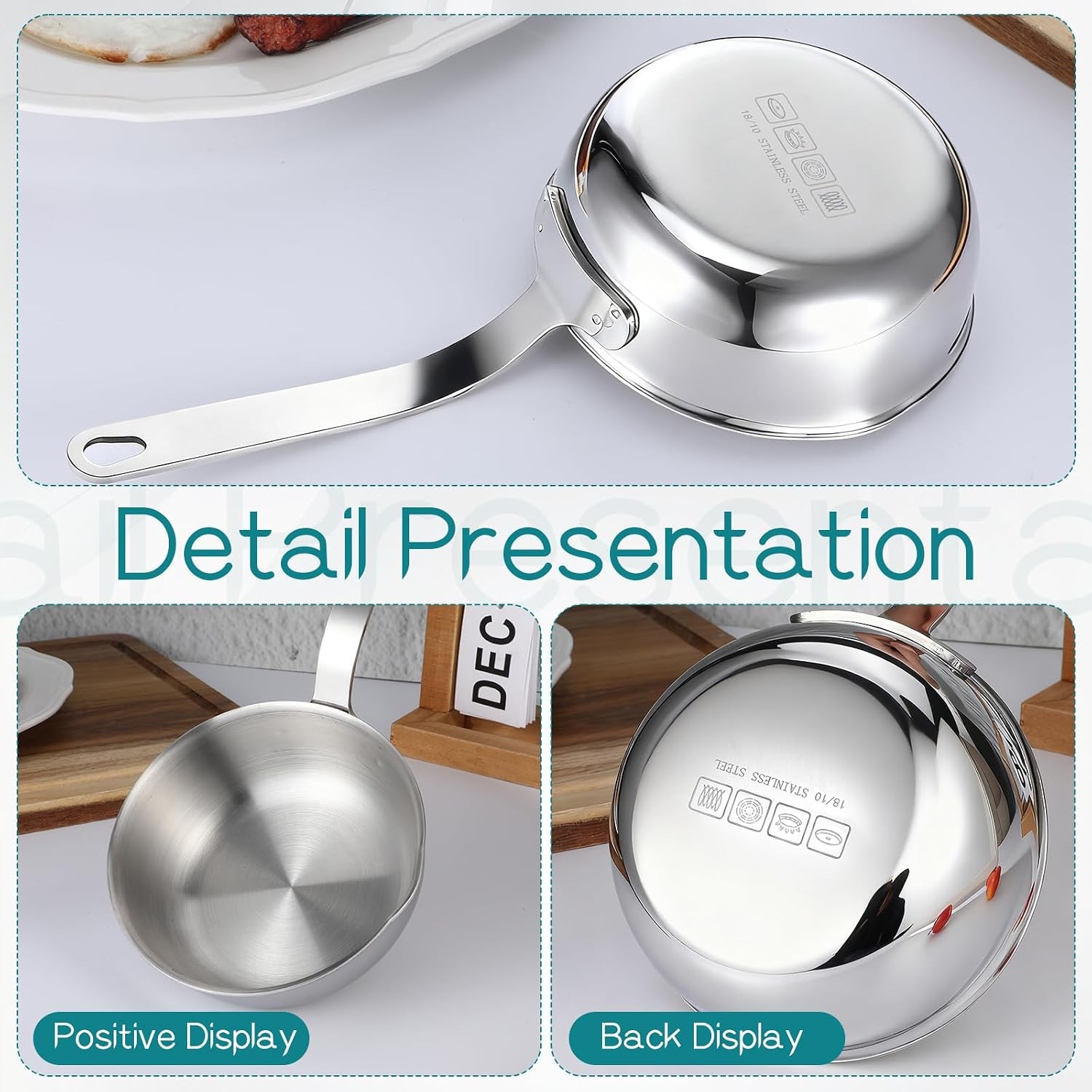 18/10 Stainless Steel Butter Warmer Mini Butter Warmer Milk-Warmer Pot with Pour