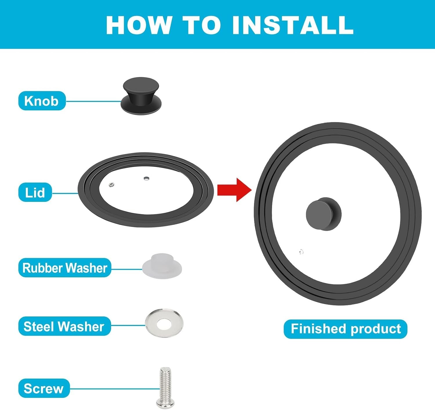 Universal Lids for Pots, Pans and Skillets, Fits 7″, 8″, 9″, 10″, 11″, 12″ Co…