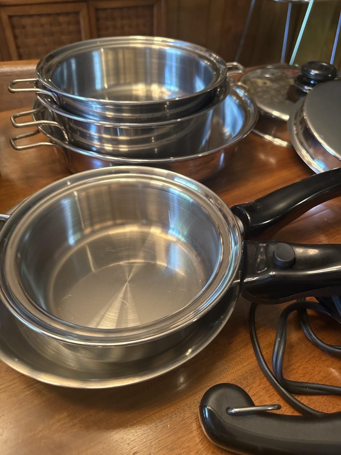 Saladmaster 316Ti Titanium Stainless Steel 8-Piece Pan Set w/ Lids Silver/Black
