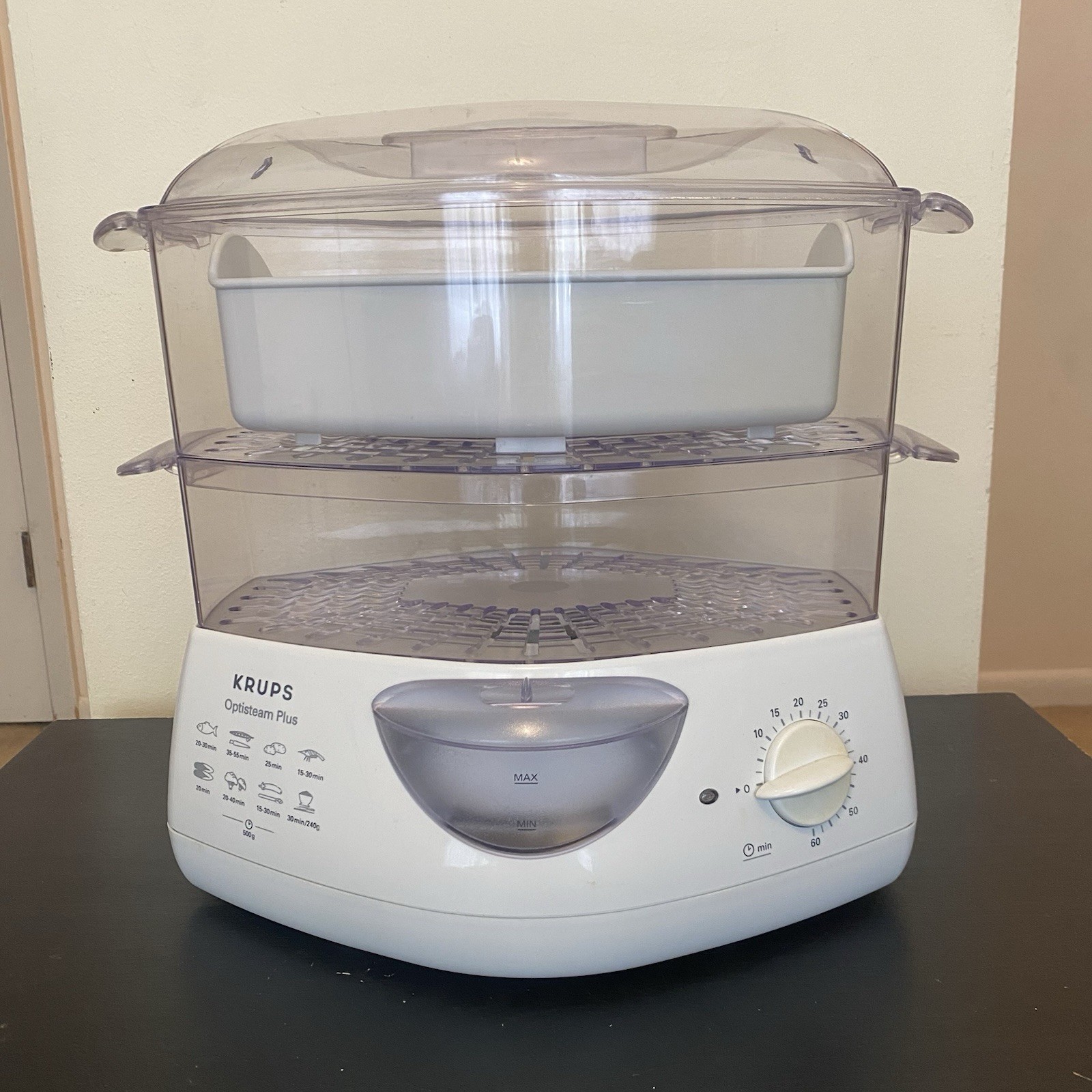 Krups 652 Optisteam Plus 2 Tier Food Steamer Kitchen Appliance 2 Trays Rice Bowl