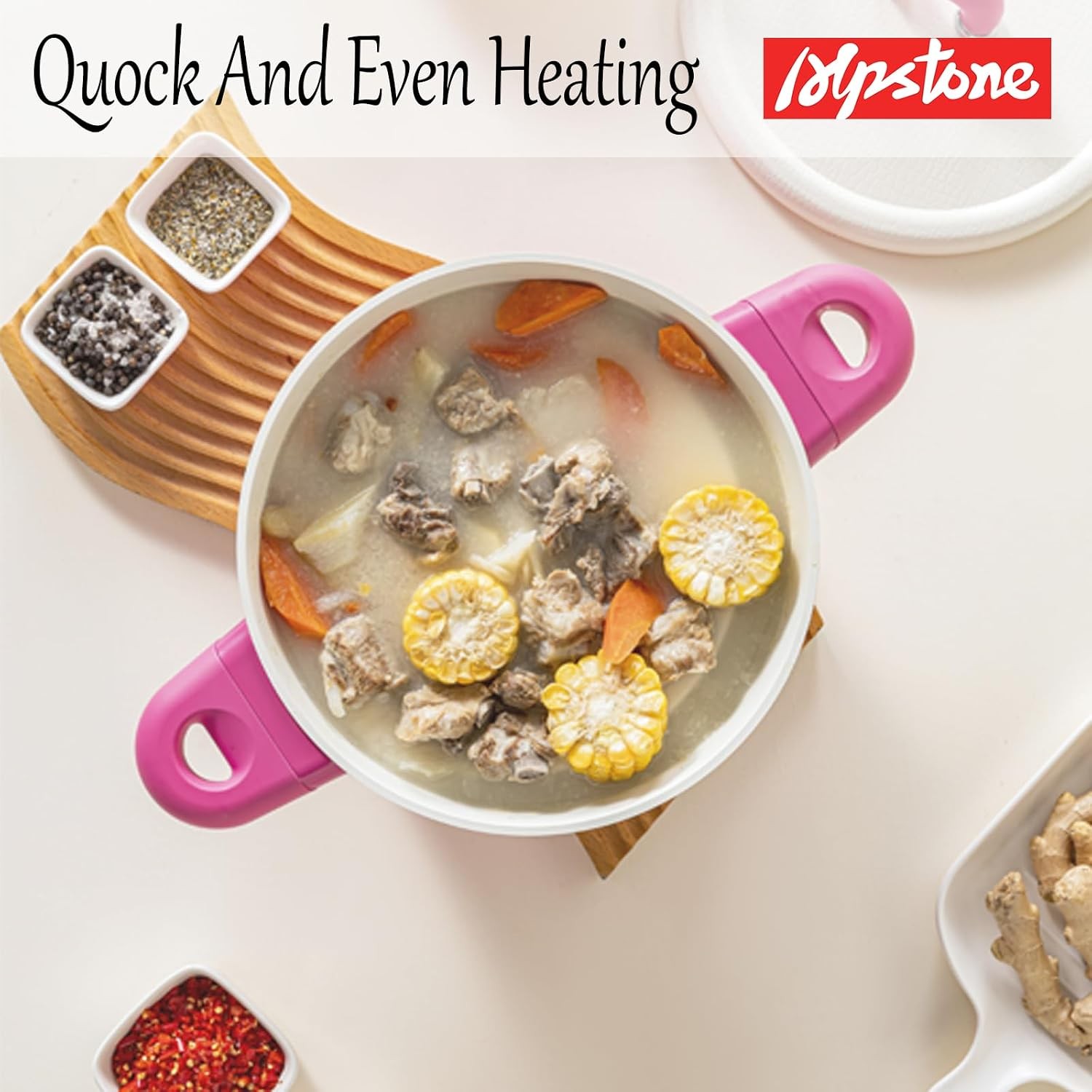 4QT Nonstick Stock Pot with Lid Ceramic Casserole with Die-cast lid Non-toxic