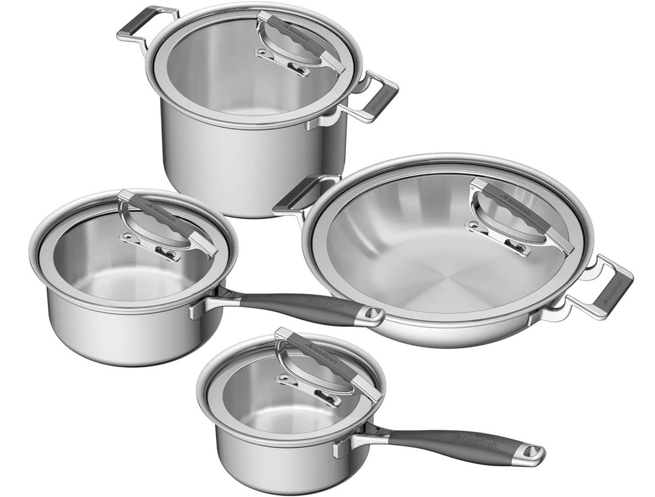 CookCraft by Candace 8Piece TriPly Stainless Steel Luxury Cookware Set
