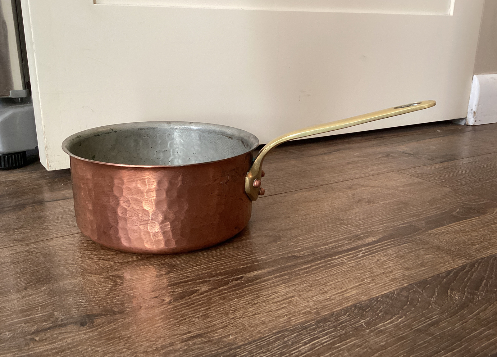 Vintage CORDON BLEU No. 14 Hammered Copper Saucepan France 1 Quart Pot Free Ship