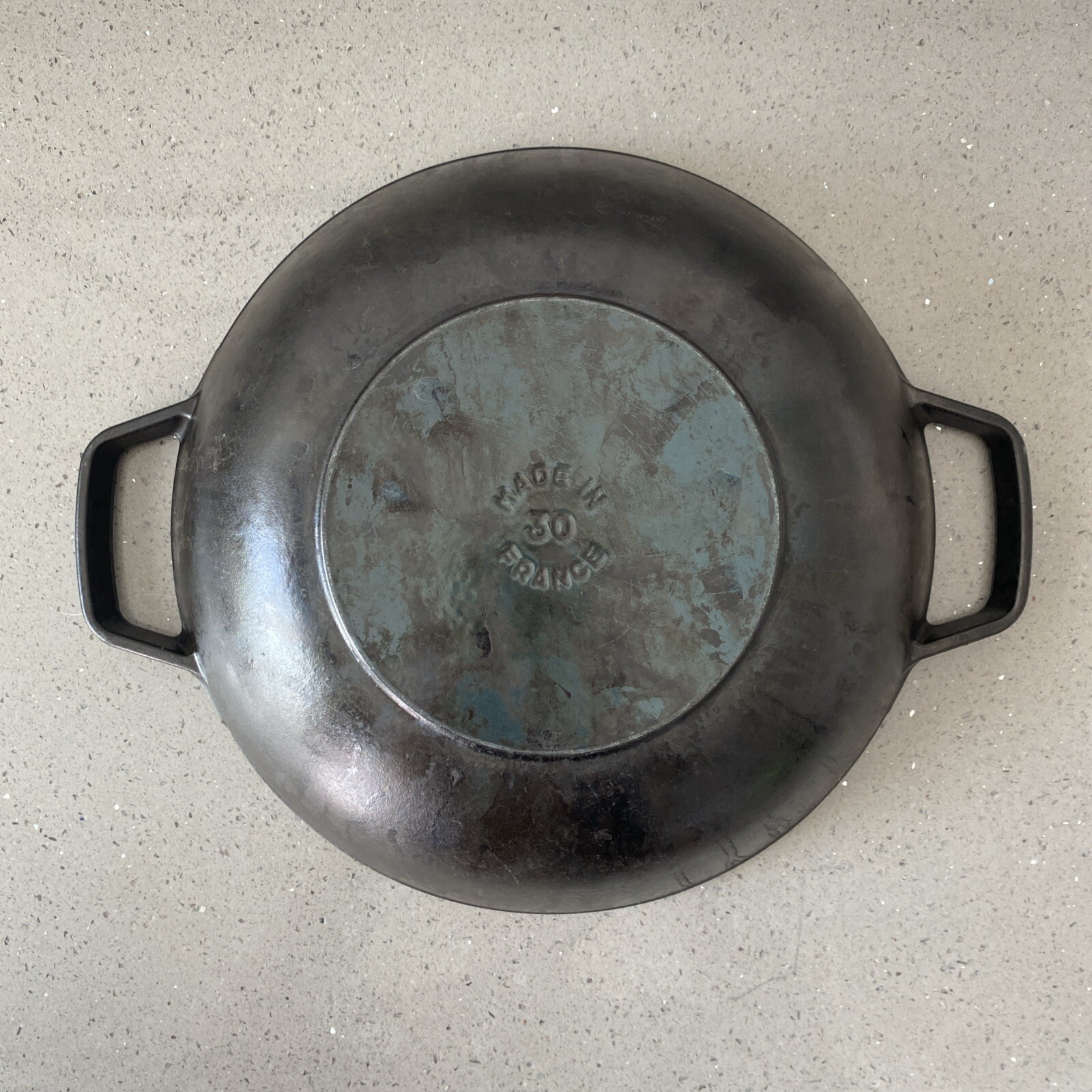 Staub Cast Iron #30 Round Wok 4.5qt Pan 12” Made In France No Lid