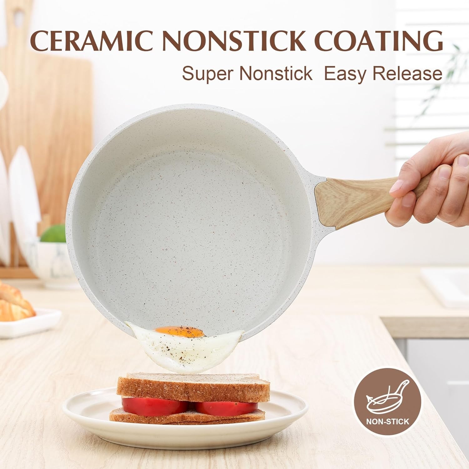 Compact 1.5QT & 2.5QT Nonstick Ceramic Saucepan Set – Easy Clean & Versatile