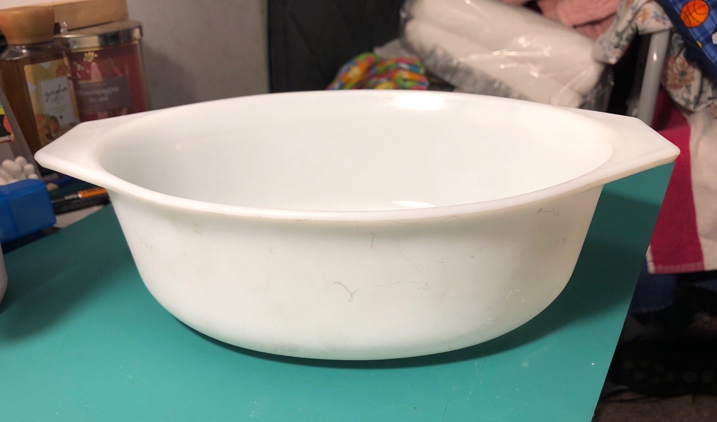 Vintage Pyrex 043 1 1/2 QT Oval Casserole Dish White USA Lid