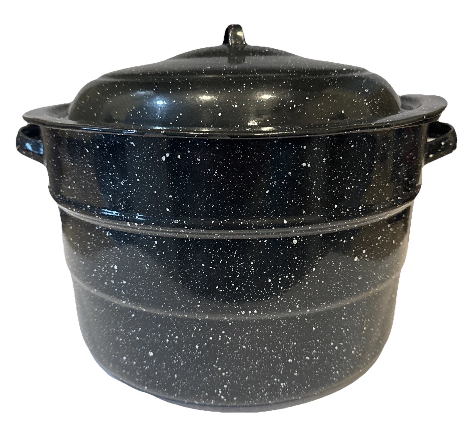Enamel Stock Pot Canning Pot With Lid Black Speckled With Handles 20 Qt Large