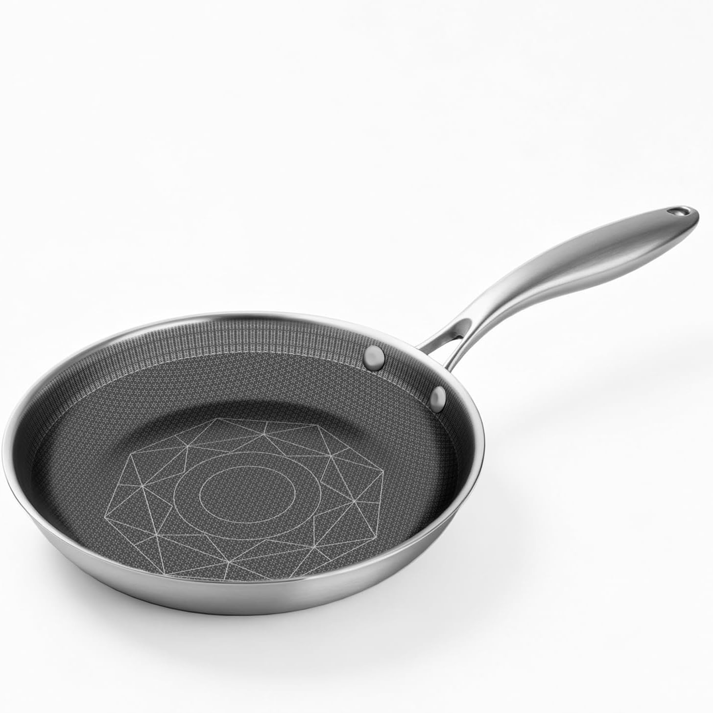 8-Inch Stainless Steel Pan, Hybrid Nonstick Frying Pan – 3-Ply Clad Cookware