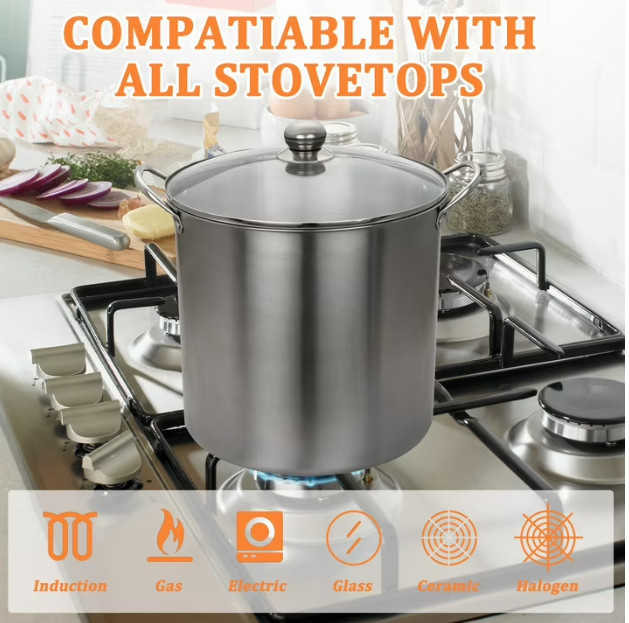 21.5 Quart Stainless Steel Canning Pot with Rack for Home Preserving
