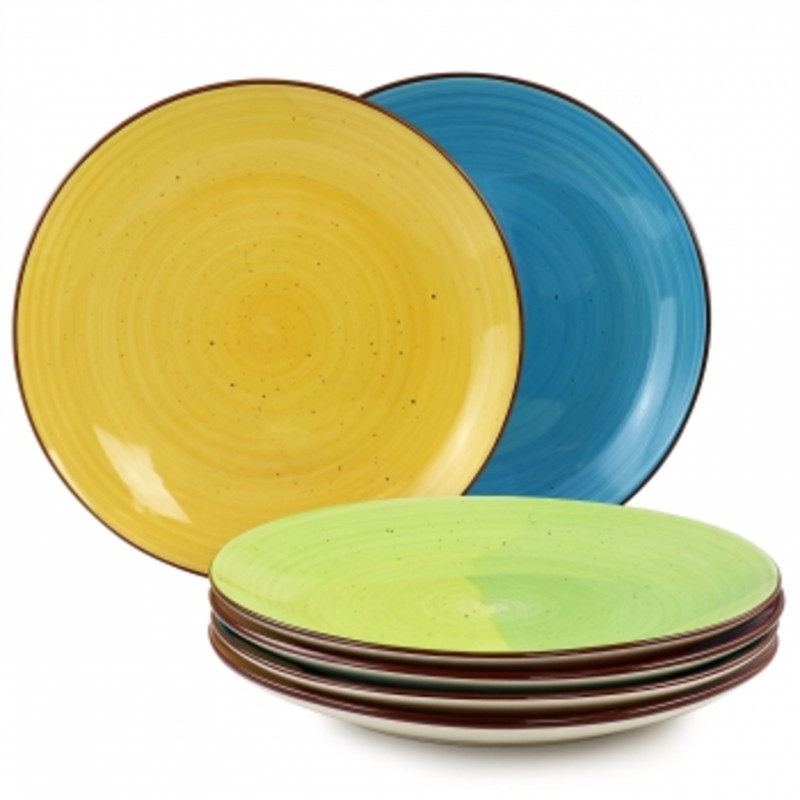 Elama Sebastian 6 Piece Stoneware Dinner Plate Set In Assorted Colors