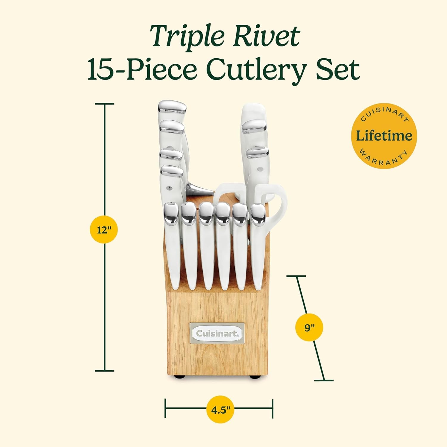 15-Piece Knife Set with Block, High Carbon Stainless Steel, Forged Triple Rivet
