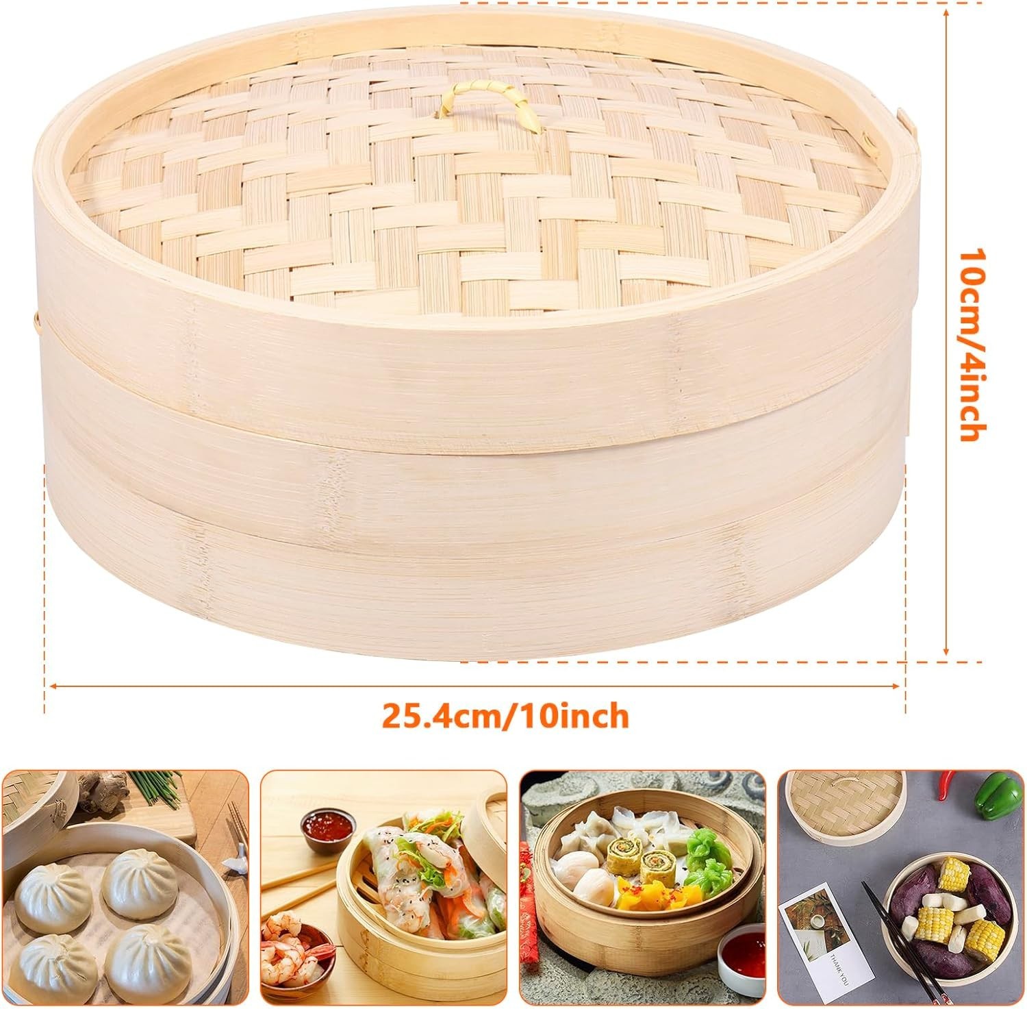 Lightweight Food Steamer Baskets Eco-Friendly Bamboo Steamer for Steaming