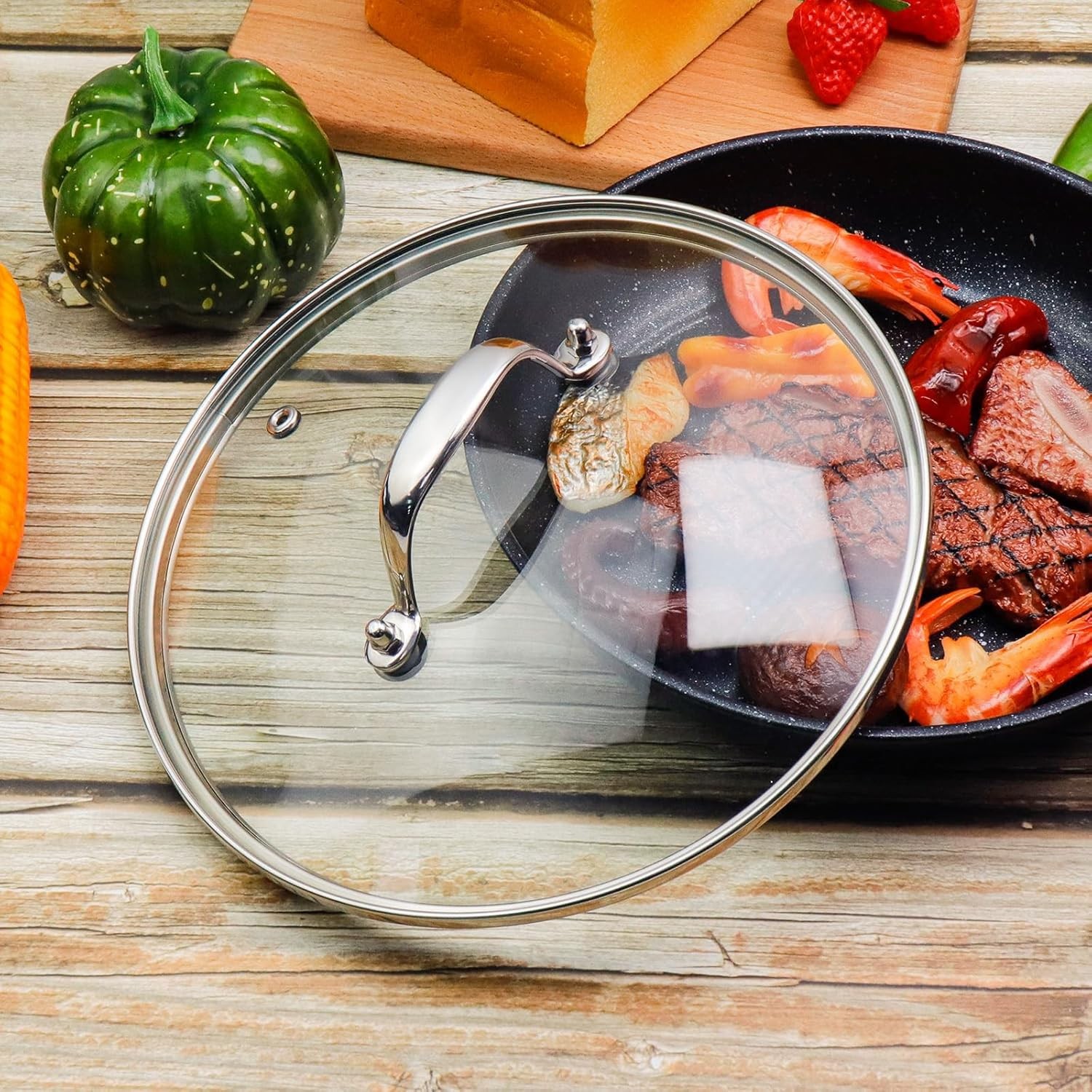 10.25 Inch Glass Lid for Lodge Cast Iron Skillet, 5 Quart Dutch Ovens, Calphalon