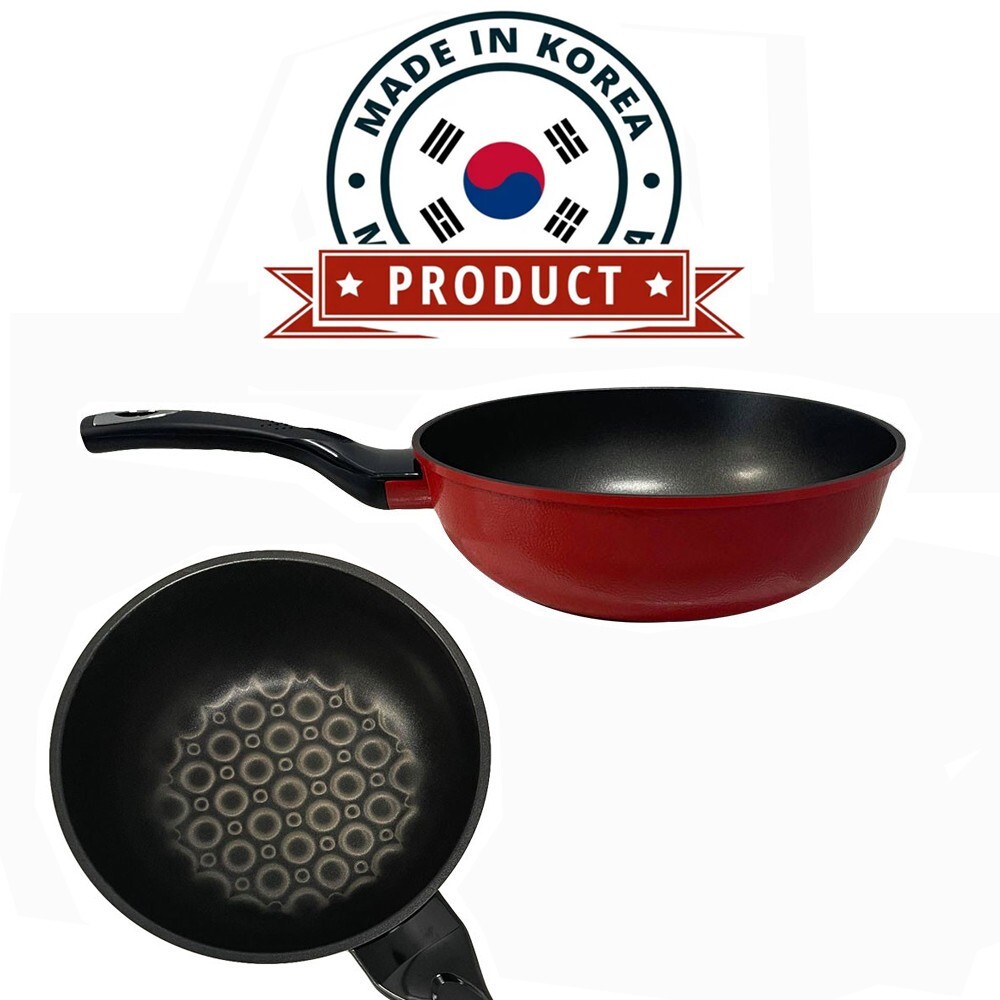 3D Diamond Coating Nonstick Wok Frying Pan 13.5″/34cm Made in Korea