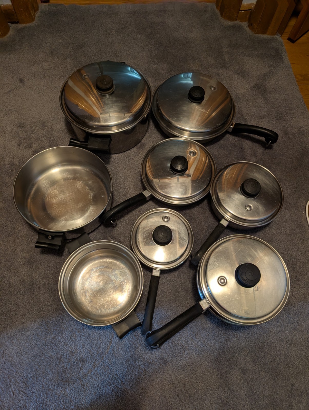 SALADMASTER 18-8 Tri-Clad Stainless Steel 15 Piece Vintage Cookware Set Made USA