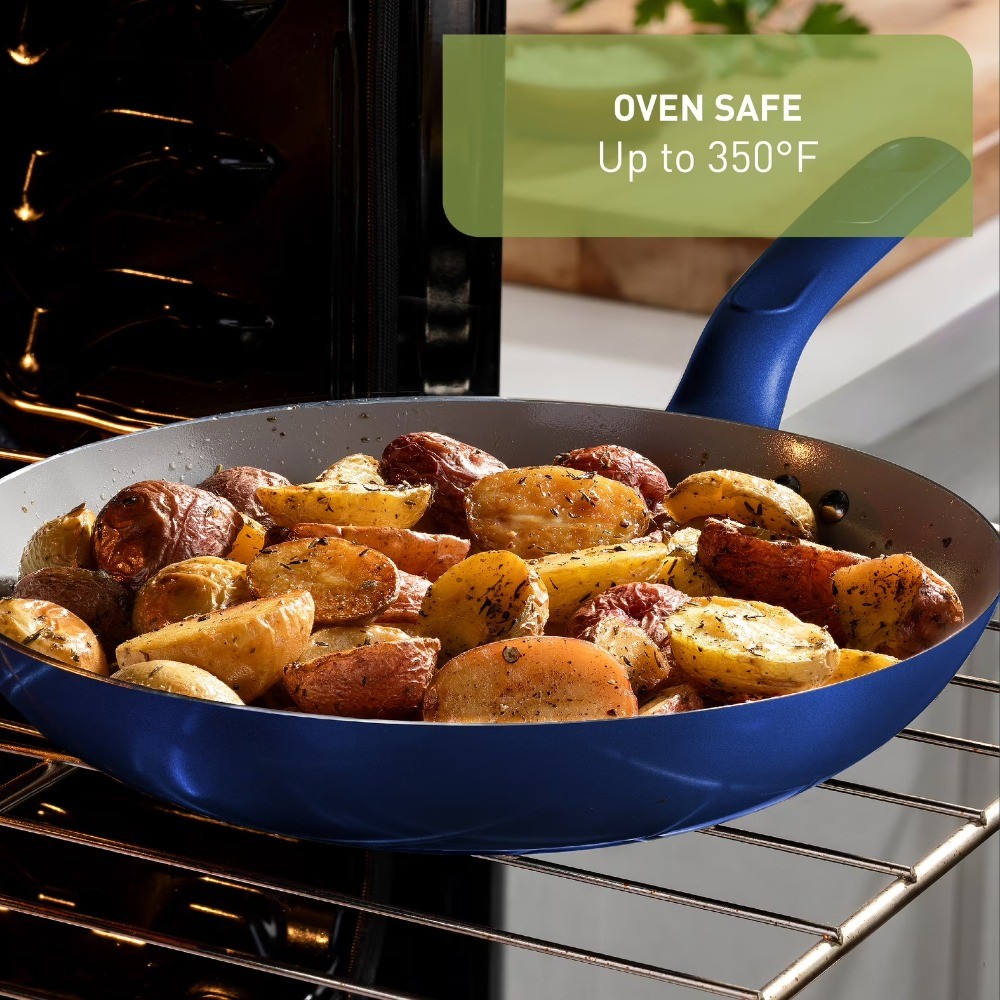 Easy Care Ceramic Non-Stick, 5 Quart Jumbo Cooker with Lid, Blue