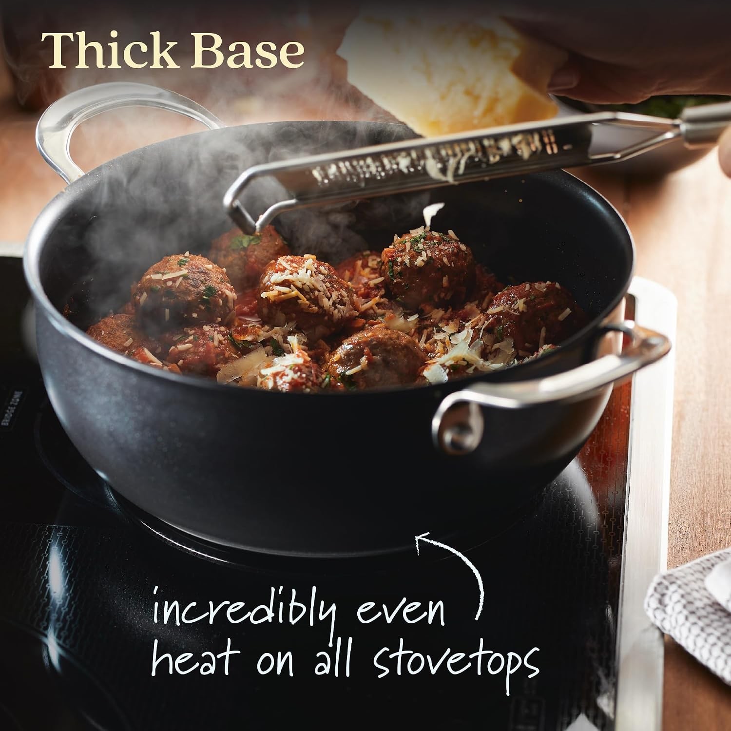 X Hybrid Nonstick Casserole Pan with Lid, Dark Gray