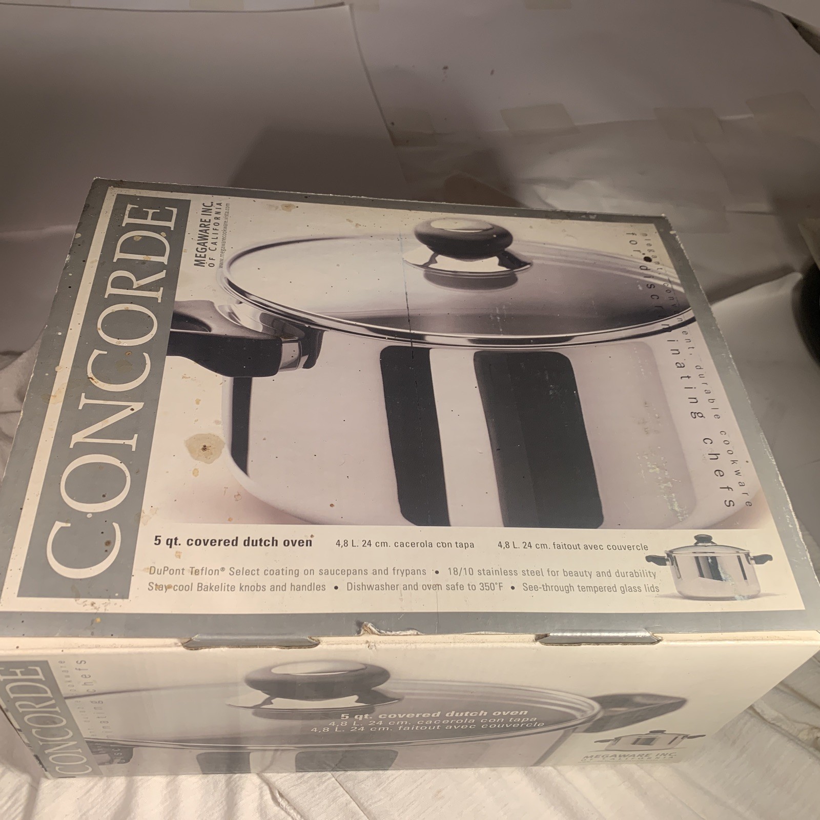 Vtg CONCORD New 5 Qt Covered Dutch Oven Coating 18/10 Stainless Steel NIOB