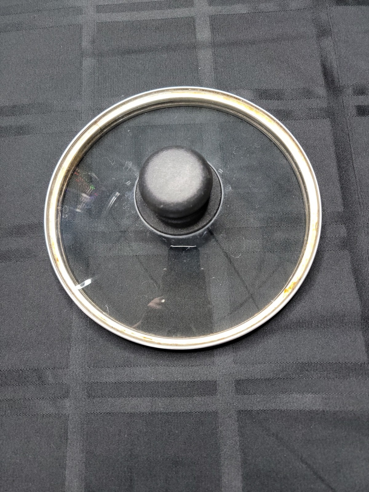 7.25″ Replacement Glass Metal Cooking Pot/Pan Lid Plastic Black Knob