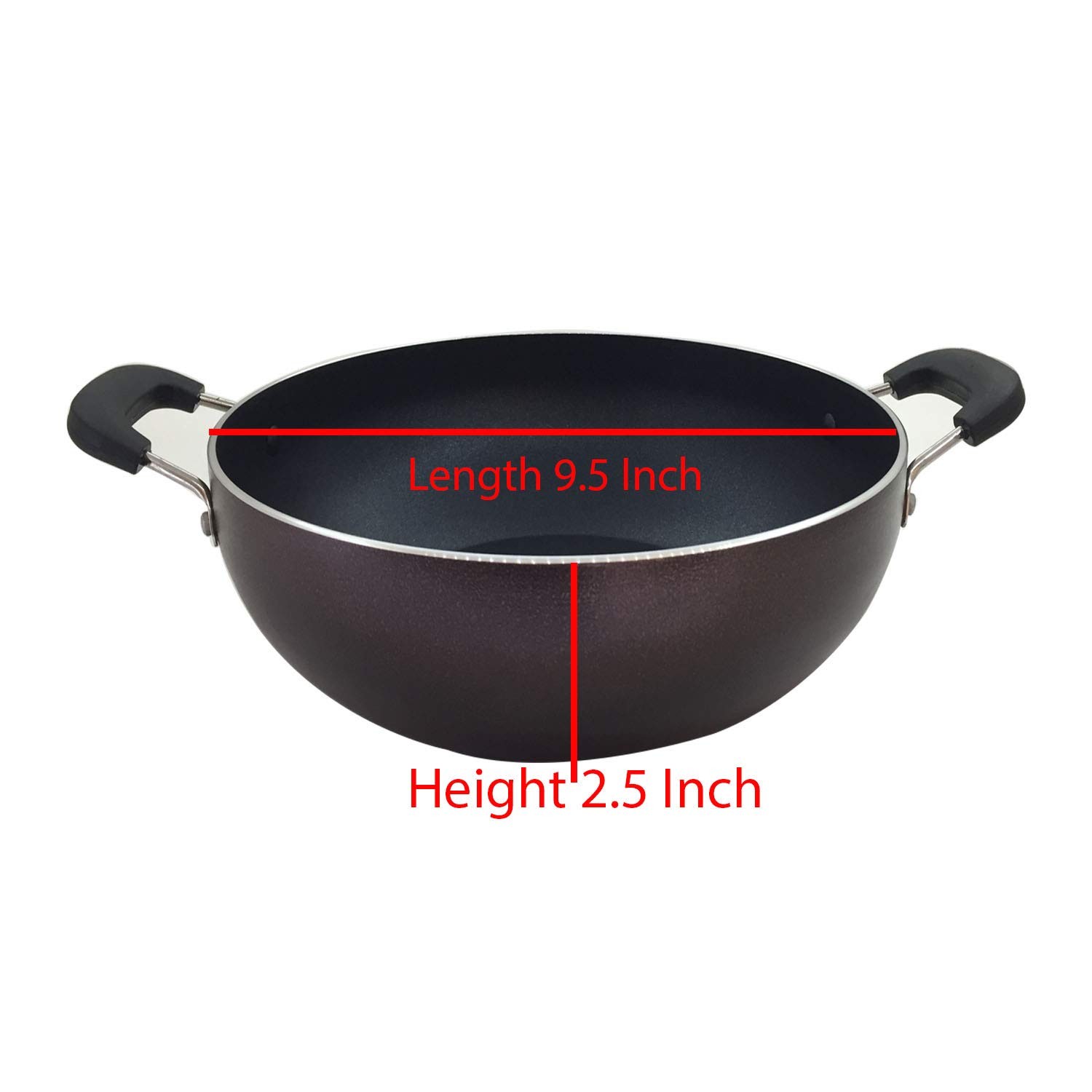 Induction Base Nonstick Kadai With Glass Lid 240mm Deep Fry Pan Kadai Indian Kad