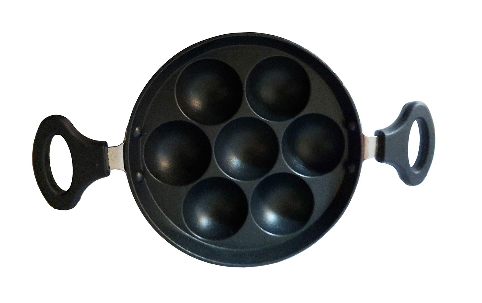 Non Stick Appam Patra Induction Base Maker With Lid 7 Pits Spatula Scrubber