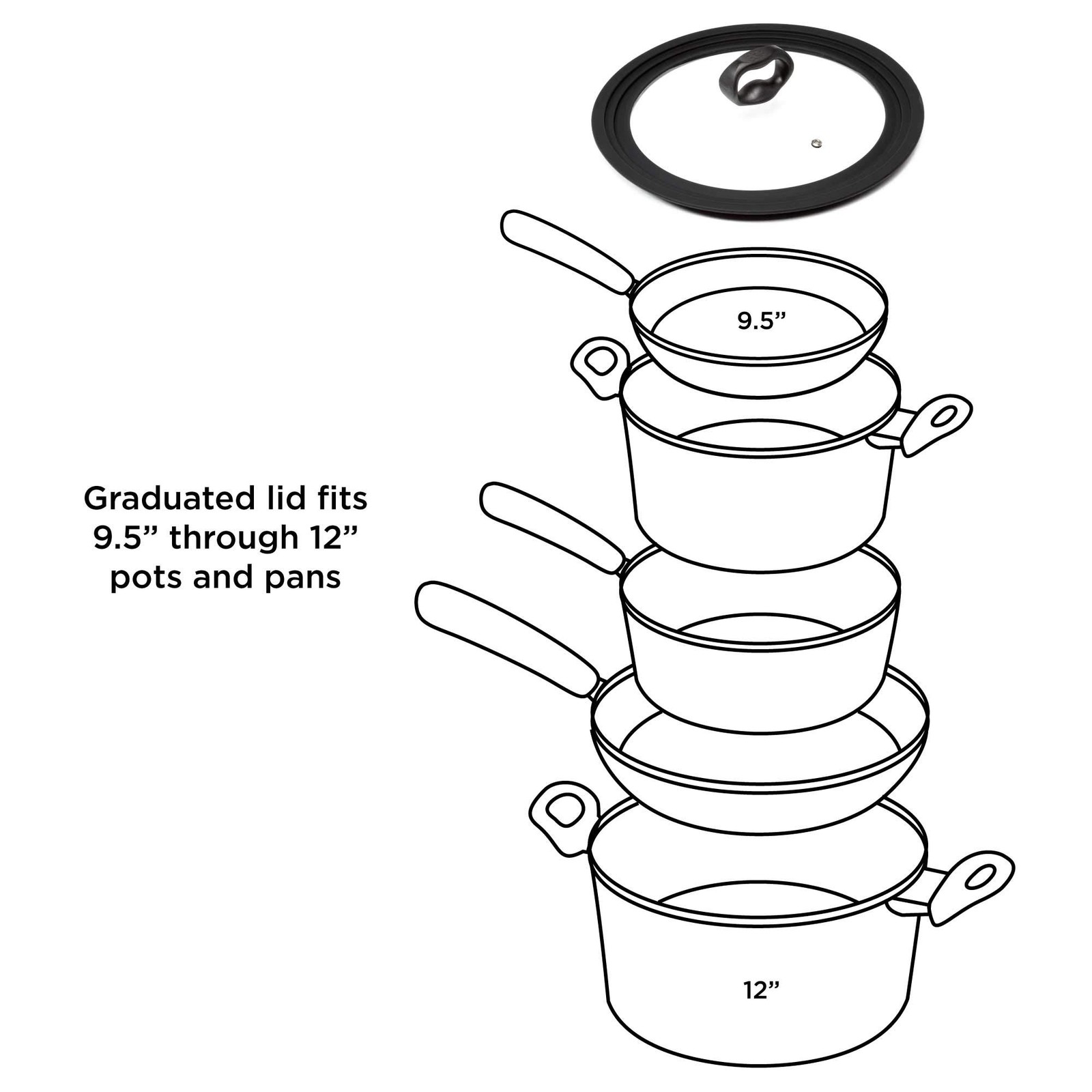 Ecolution Universal Lid for Pots and Pans, Fits 9.5-Inch to 12-Inch Cookware,
