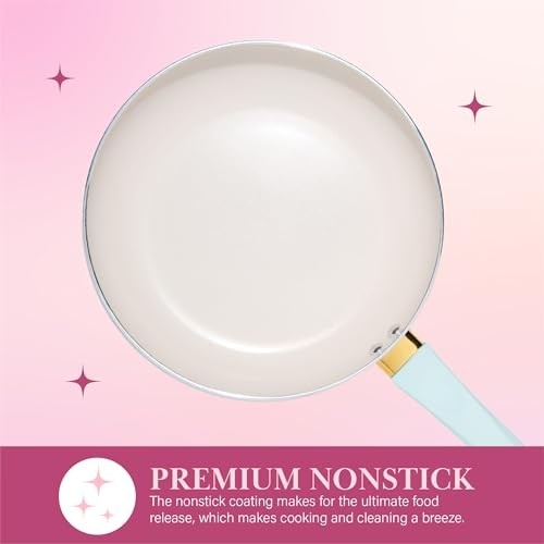 PARIS HILTON EPIC POTS PANS SET MULTI LAYER COATING TEMPERED GLASS LIDS, AQUA