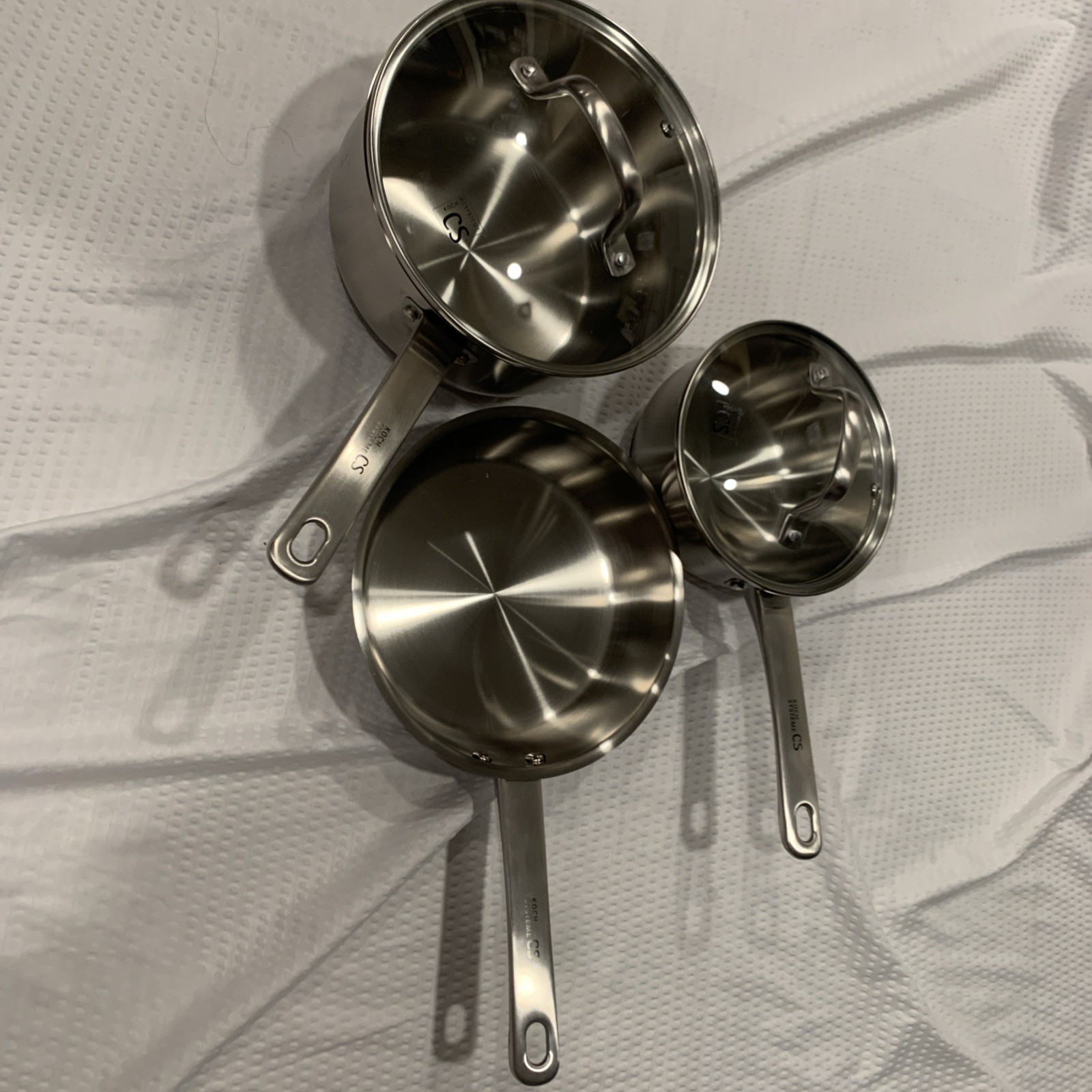KOCH SYSTEME CS Stainless Steel Sauce Pan with Lid, 1QT & 2QT & 3QT Stainless