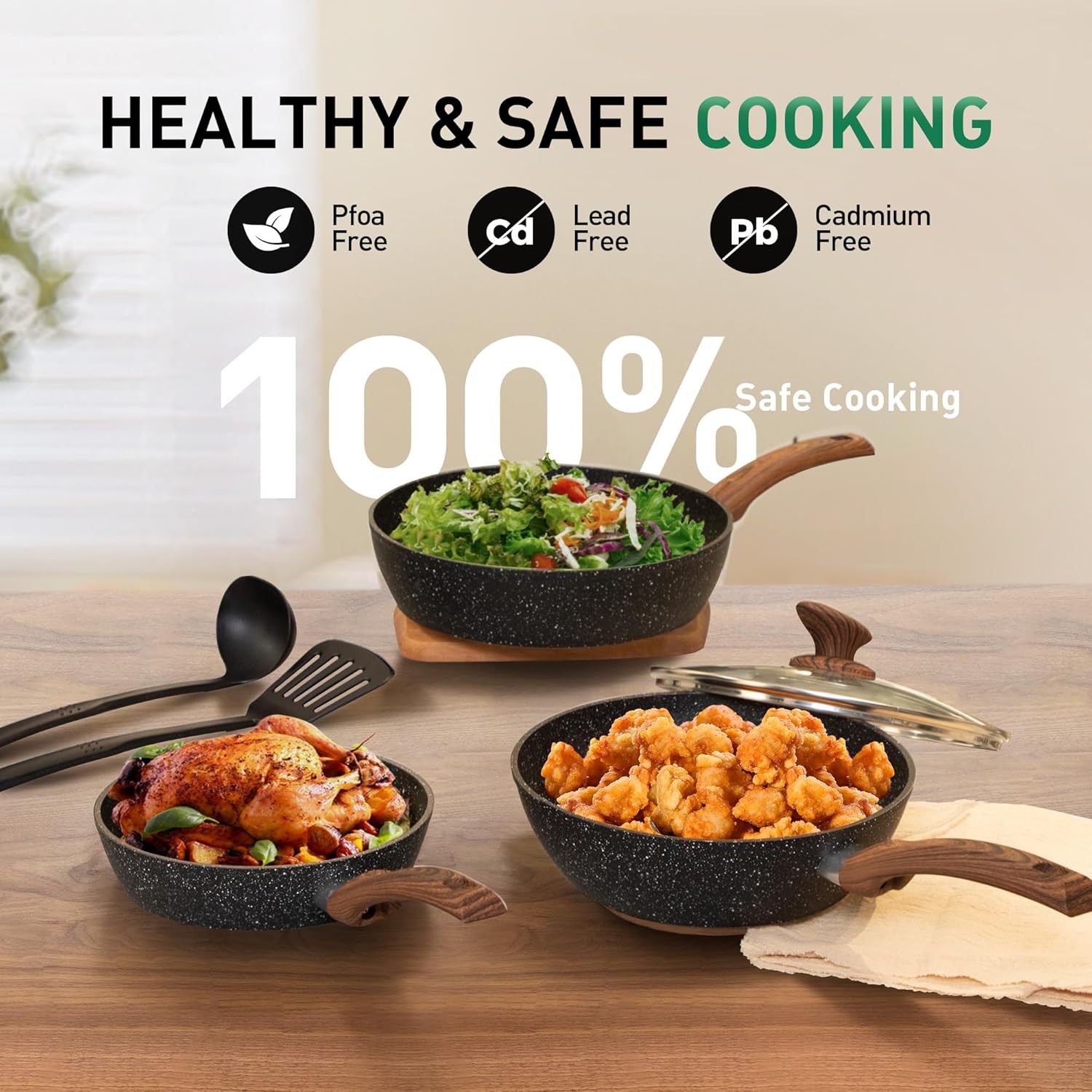 Induction Pots and Pans Set Non Stick 12 Piece Nonstick Kitchen Cookware Sets