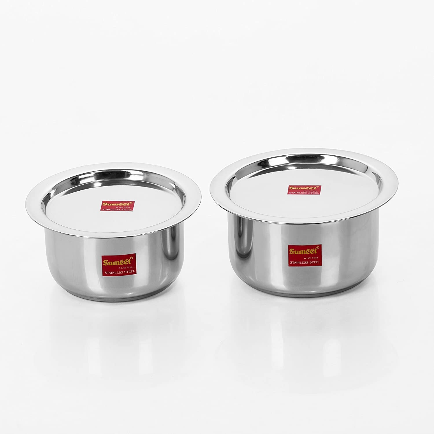 Stainless Steel Cookware Set With Lid (Capacity 1.4 & 1.8 Liter) Set of 2 Piece