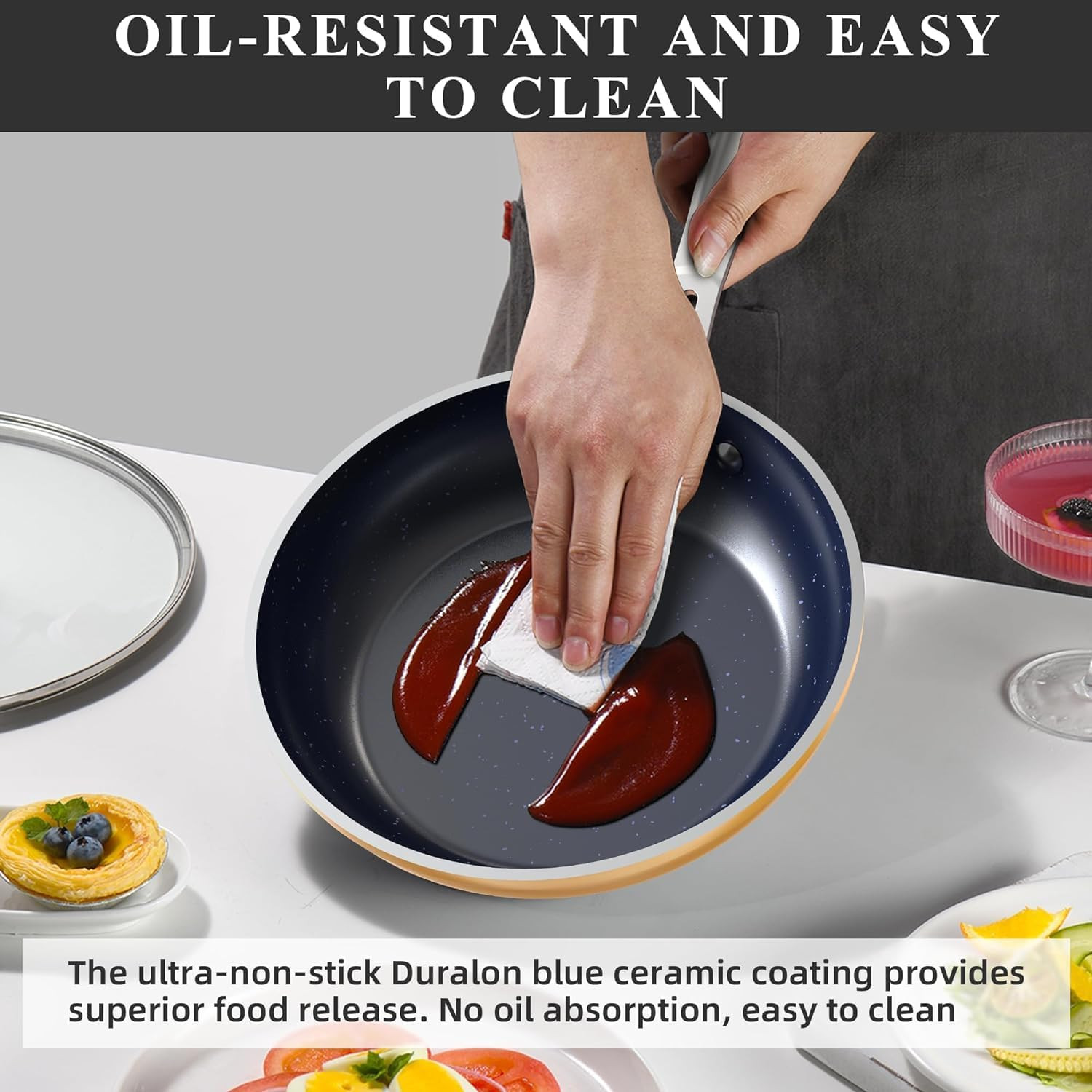 Duralon Blue Ceramic Nonstick Cookware Set – PFAS Free & Scratch-Resistant
