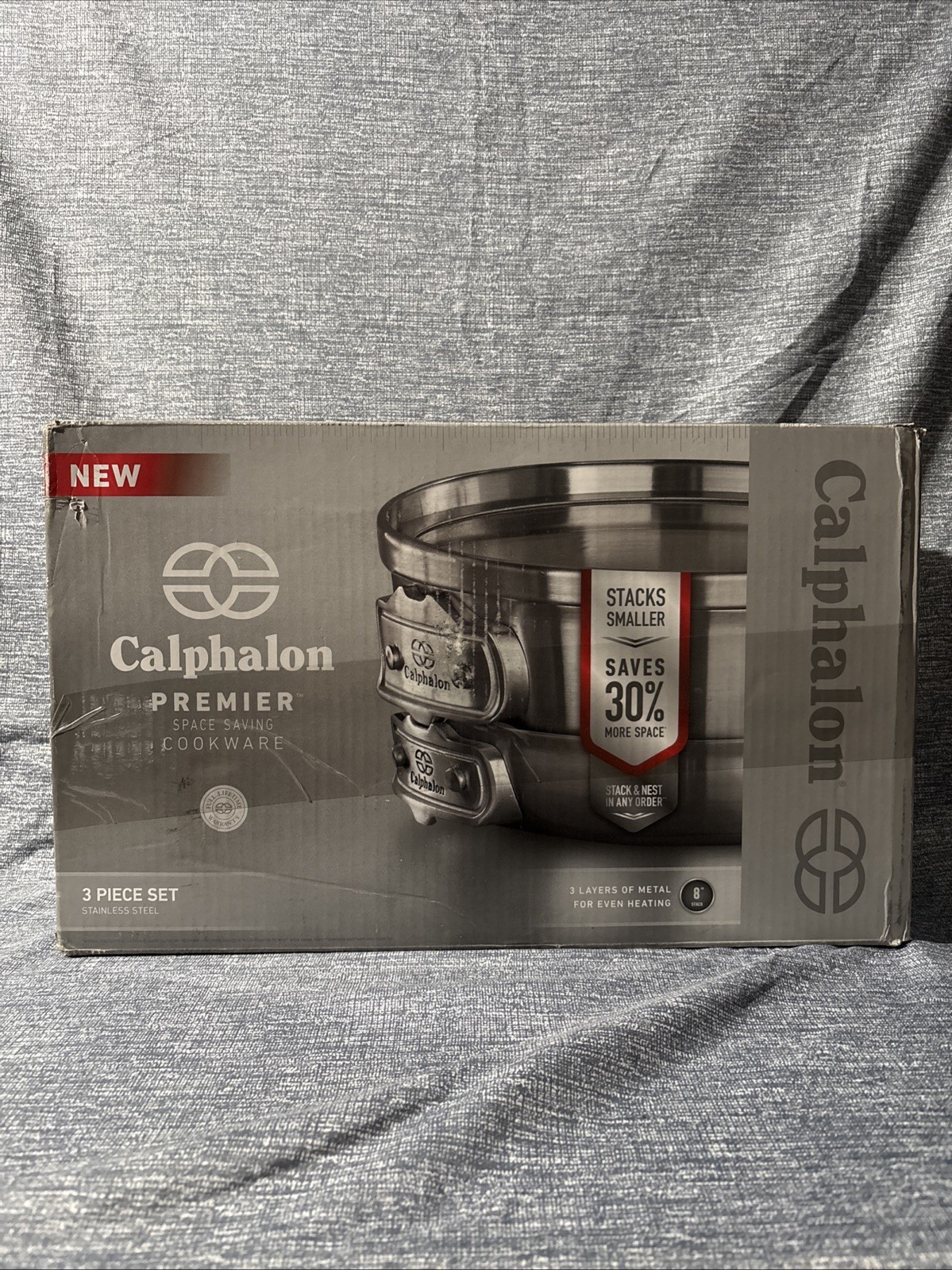 Calphalon Premier Cookware Set, Stainless Steel – 3 Piece Set (Defected Box)