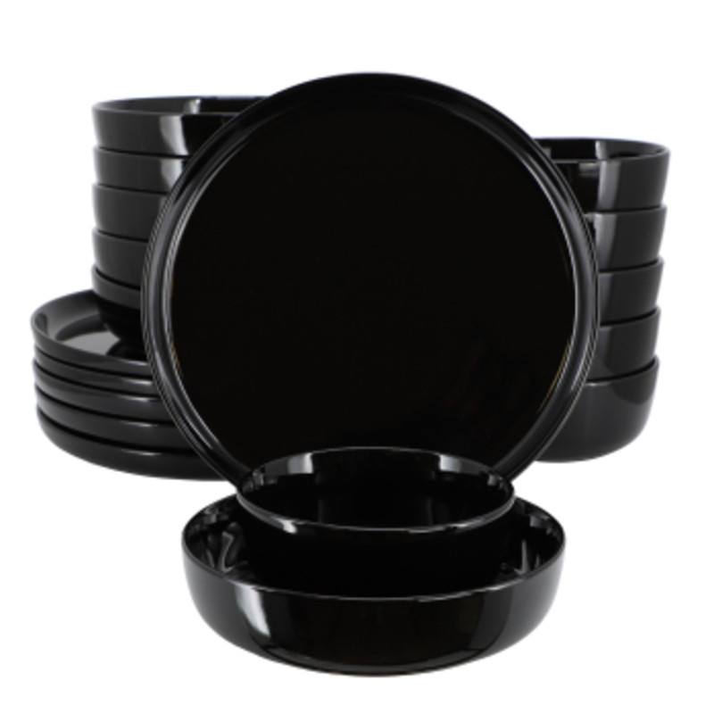Elama Duncan 18 Piece Porcelain Dinnerware Set In Black