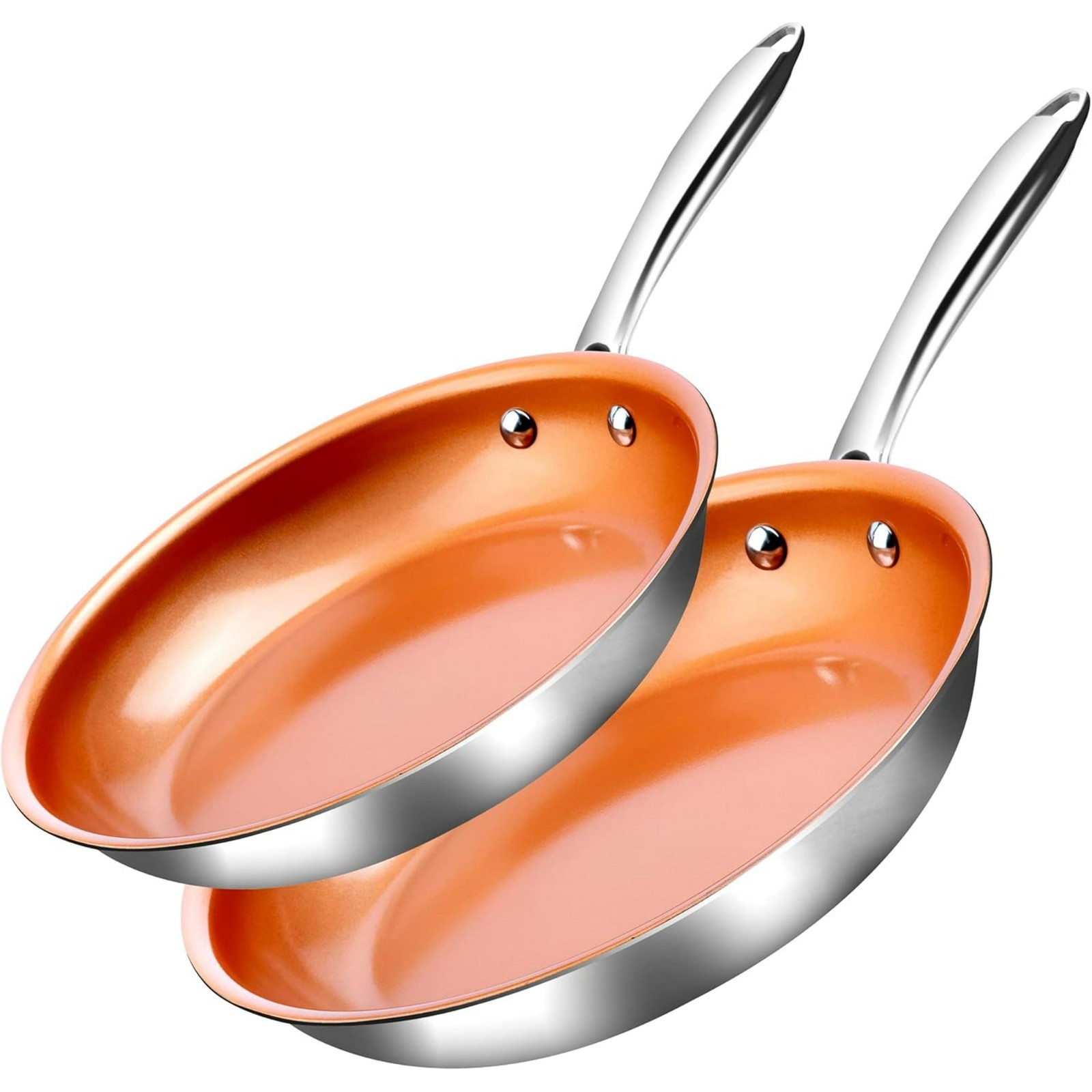 2pc Ceramic Nonstick Fry Pan Set 10in 11in Oven Safe Copper