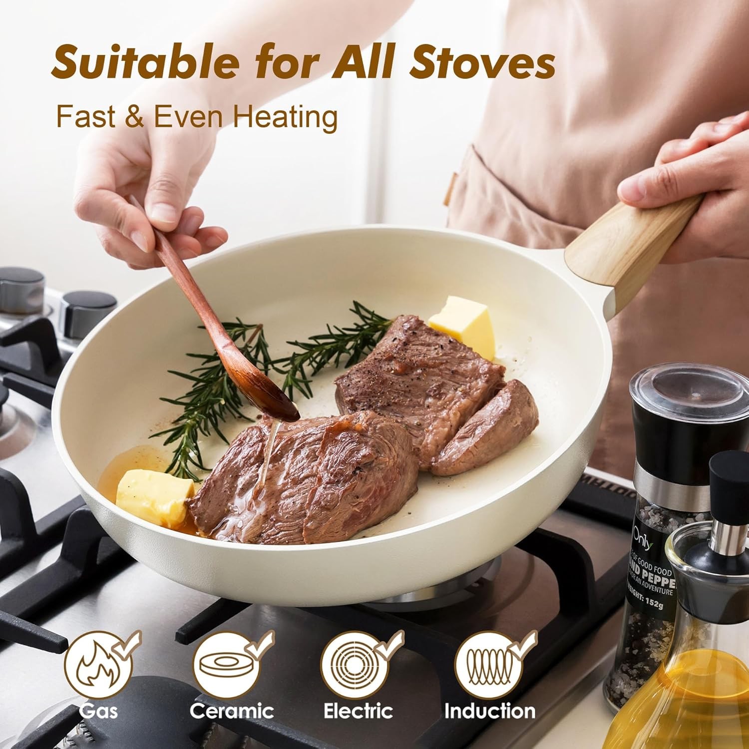 Ceramic Nonstick Frying Pan Small Skillet 8/9.5/11/12.5Inch Non Stick Omelet Pan