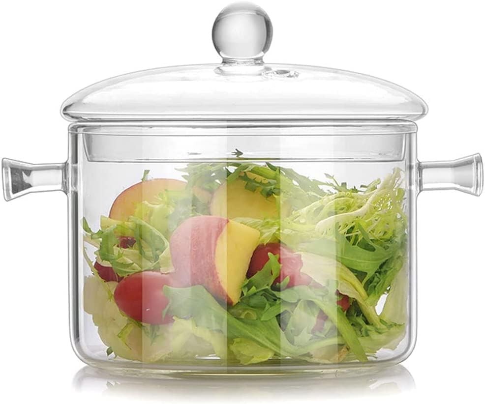 Glass Cookware Set Simmer Pot 1.7L Heat-Resistant Borosilicate Safe for Stove