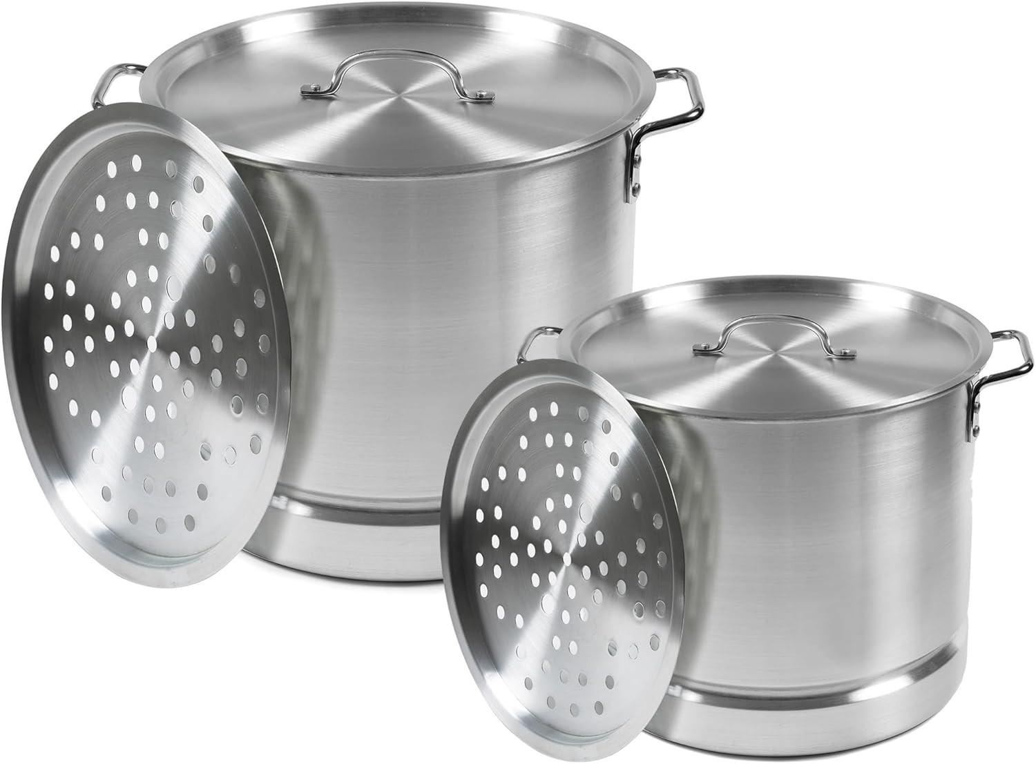 28Qt & 10Qt Aluminum Steamer Set – Durable Silver Cookware for Perfect Meals